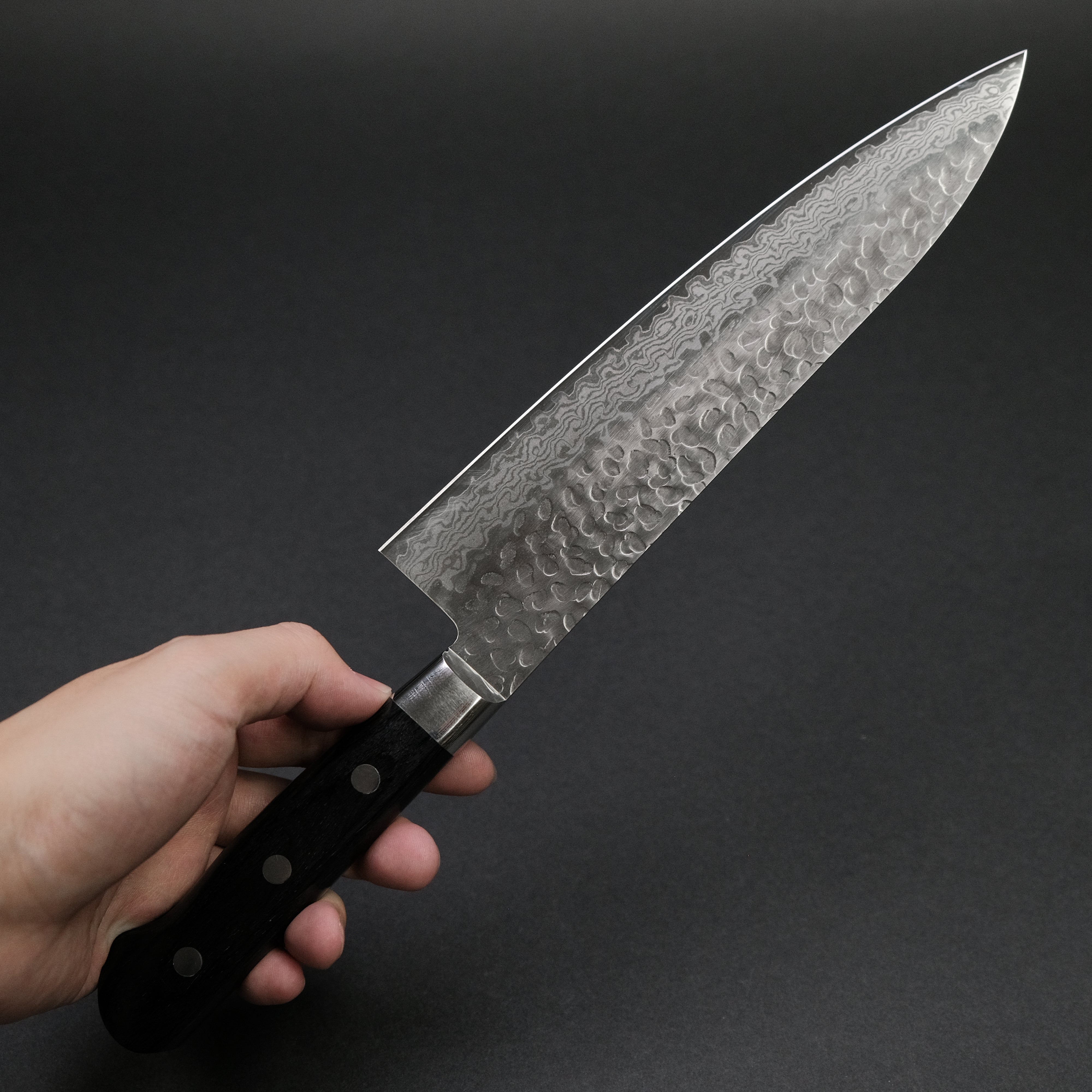 Hitohira Imojiya ST Tsuchime Damascus Gyuto 210mm Japanese Chef Knife with Pakka Wood Handle - Perfect for Sushi, Meat Slicing & Professional Kitchen Use