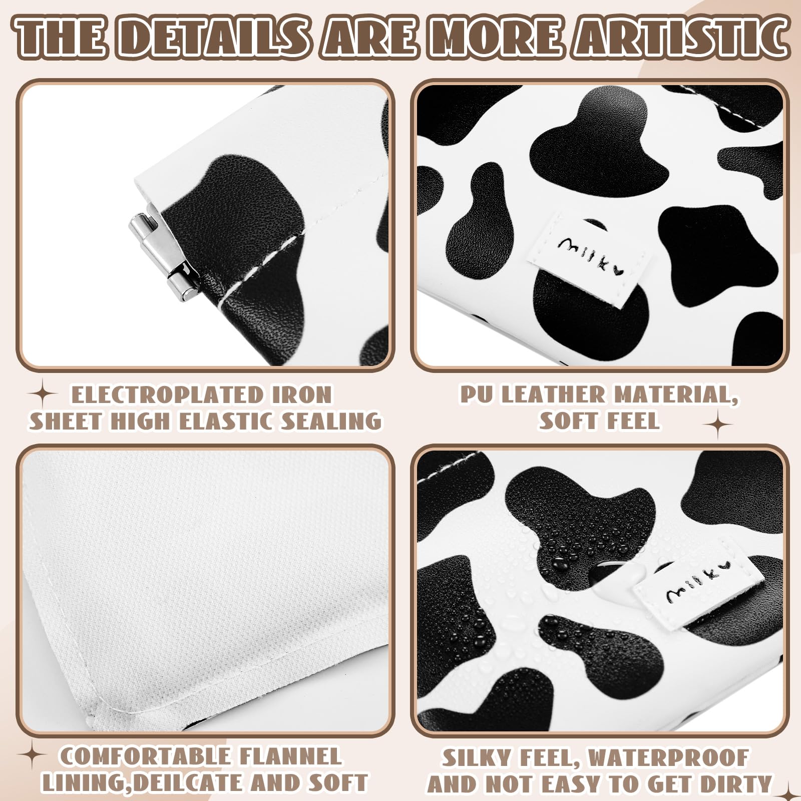 2 Pack Cute Cow Print Makeup Bags for Women - Waterproof Cosmetic Organizer Pouch, Portable Travel Toiletry Bag Set with Highland Cow Design - Perfect for Purse, Gym, Travel & Daily Makeup Storage Accessories