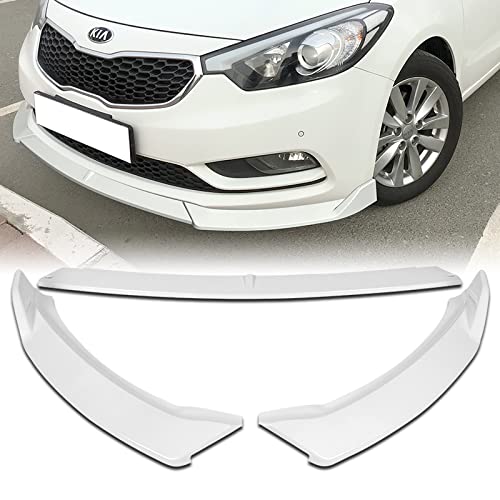 3PCS Front Bumper Lip Kit for 2014-2016 Kia Forte EX LX SX - STP-Style Splitter Trim Protection Spoiler & Air Dam Chin Diffuser (Painted White) | Enhance Style & Aerodynamics for Street Racing & Car Shows