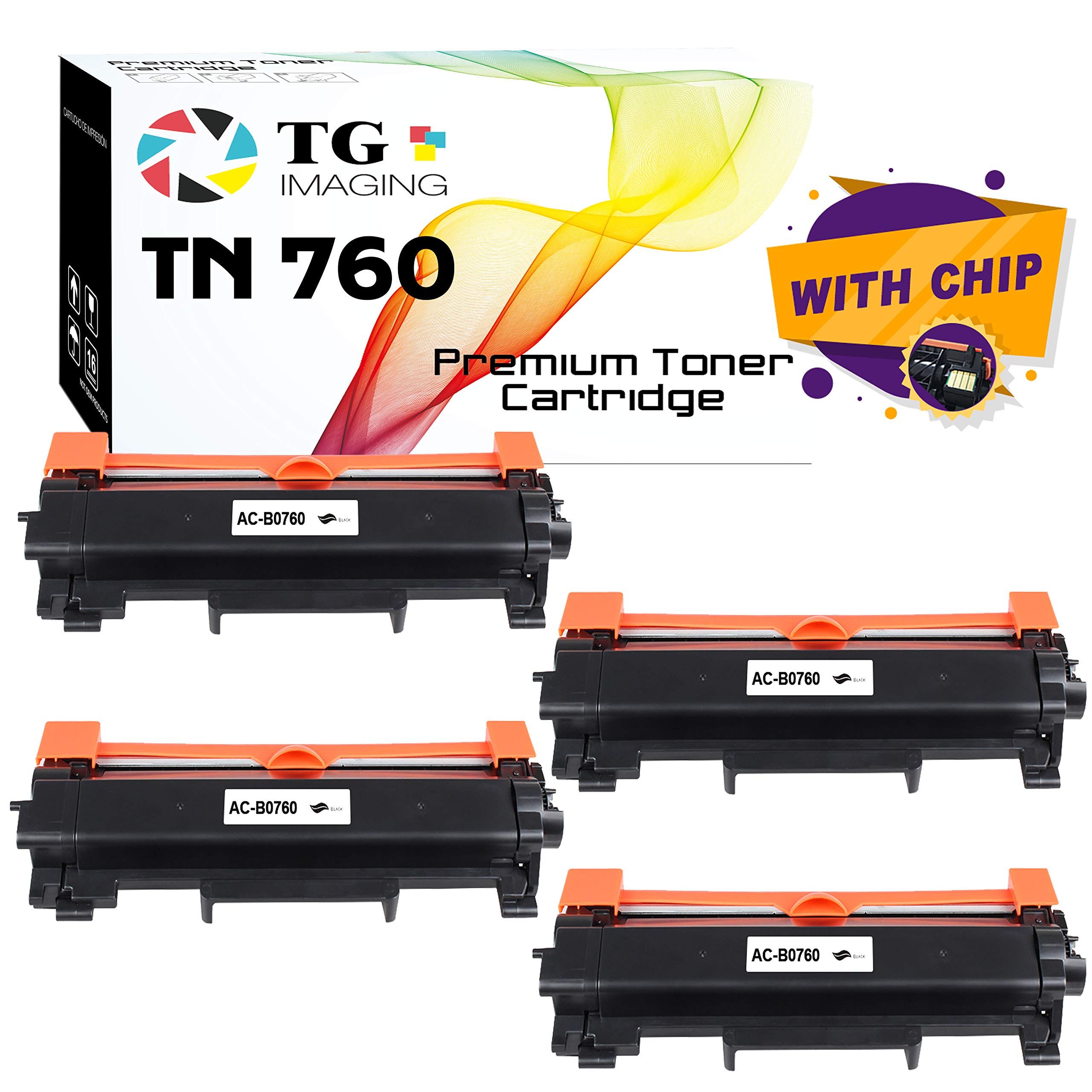 Brother TN760 DR730 Toner Cartridge (4-Pack) - High Yield Black for HL-L2350DW Printers - Office & Home Use