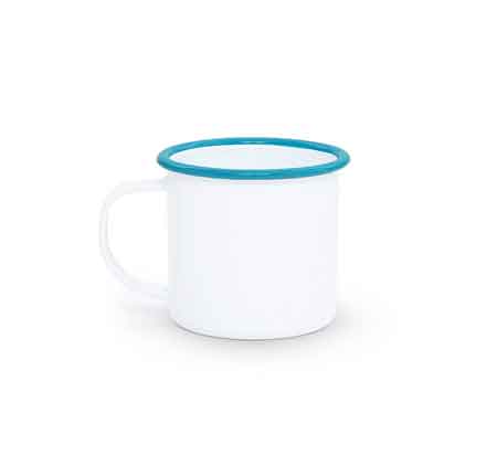 Vintage Style 12 oz. Coffee Mugs with Turquoise Rim - Set of 4 for Home, Office, or Gift - Perfect for Hot & Cold Beverages