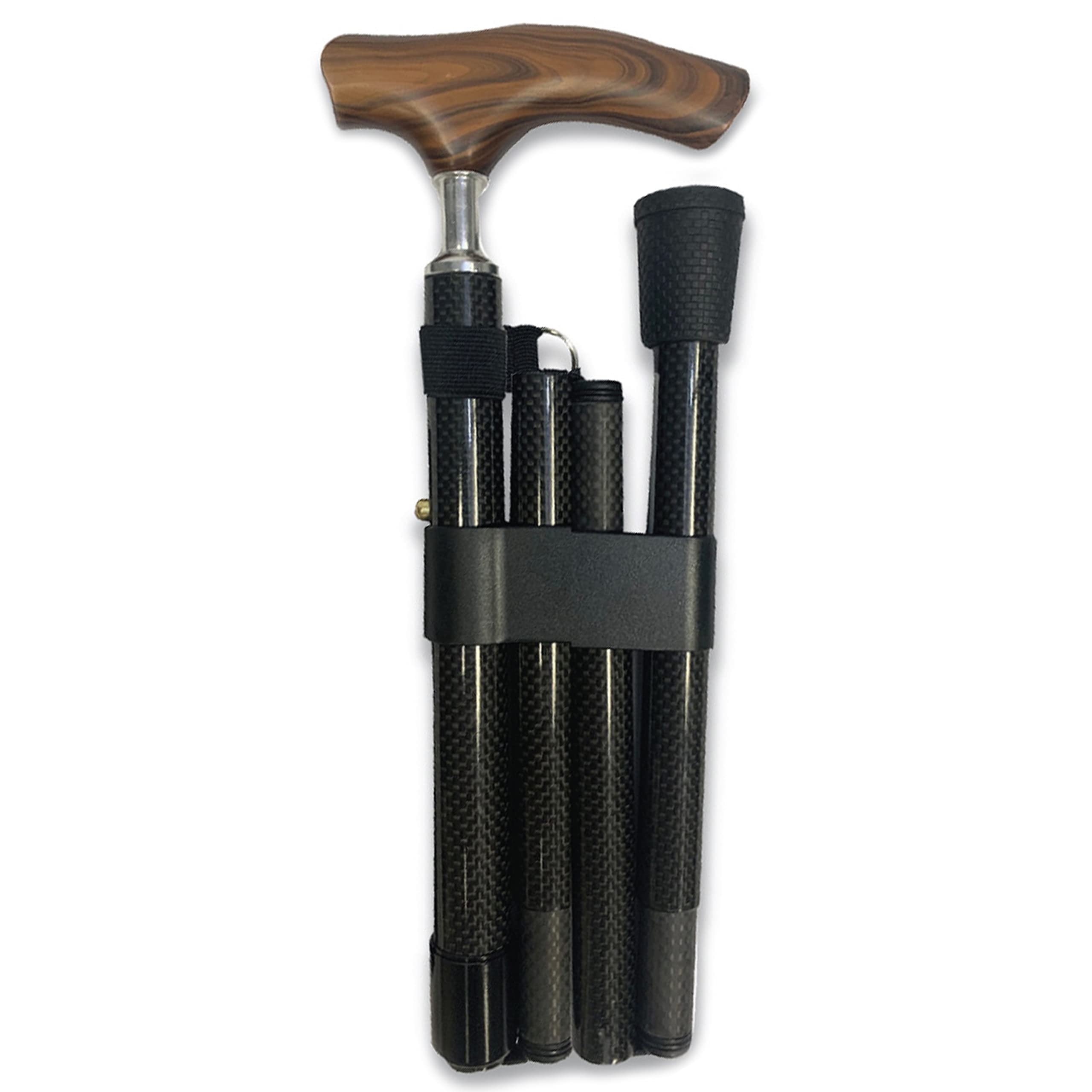 Carbon Fiber Folding Walking Cane for Men & Women - Lightweight Adjustable Cane with Comfortable Handle - Perfect for Hiking, Travel & Elderly Support