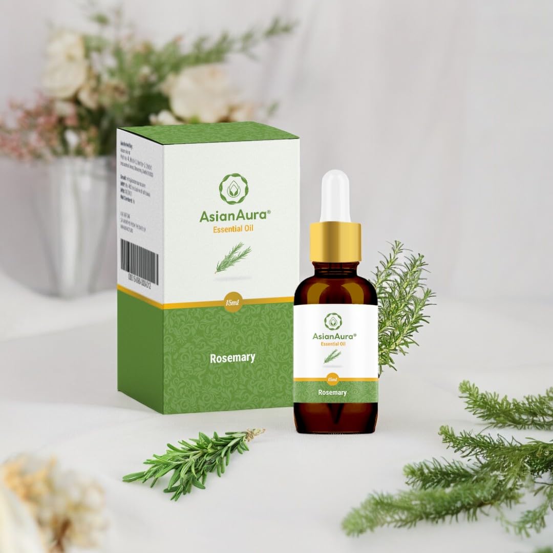 Pure Rosemary Essential Oil - 100% Natural, Undiluted & Steam Distilled for Aromatherapy, Skin & Hair Care | Therapeutic Grade 15ml Essential Oil for Diffusers, Yoga, Meditation, Spa & Home Fragrance | Perfect for Relaxation, Stress Relief & Mood Enhancement