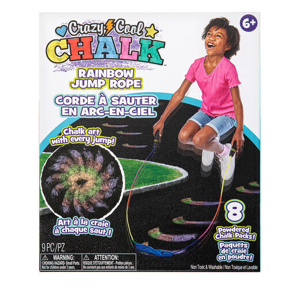 Alex Crazy Cool Chalk Rainbow Jump Rope for Kids - Colorful Skipping Rope for Artistic Jumps & Outdoor Play - Durable Jump Rope for Ages 5+ - Perfect for Backyard Games, School PE Class & Kids Fitness