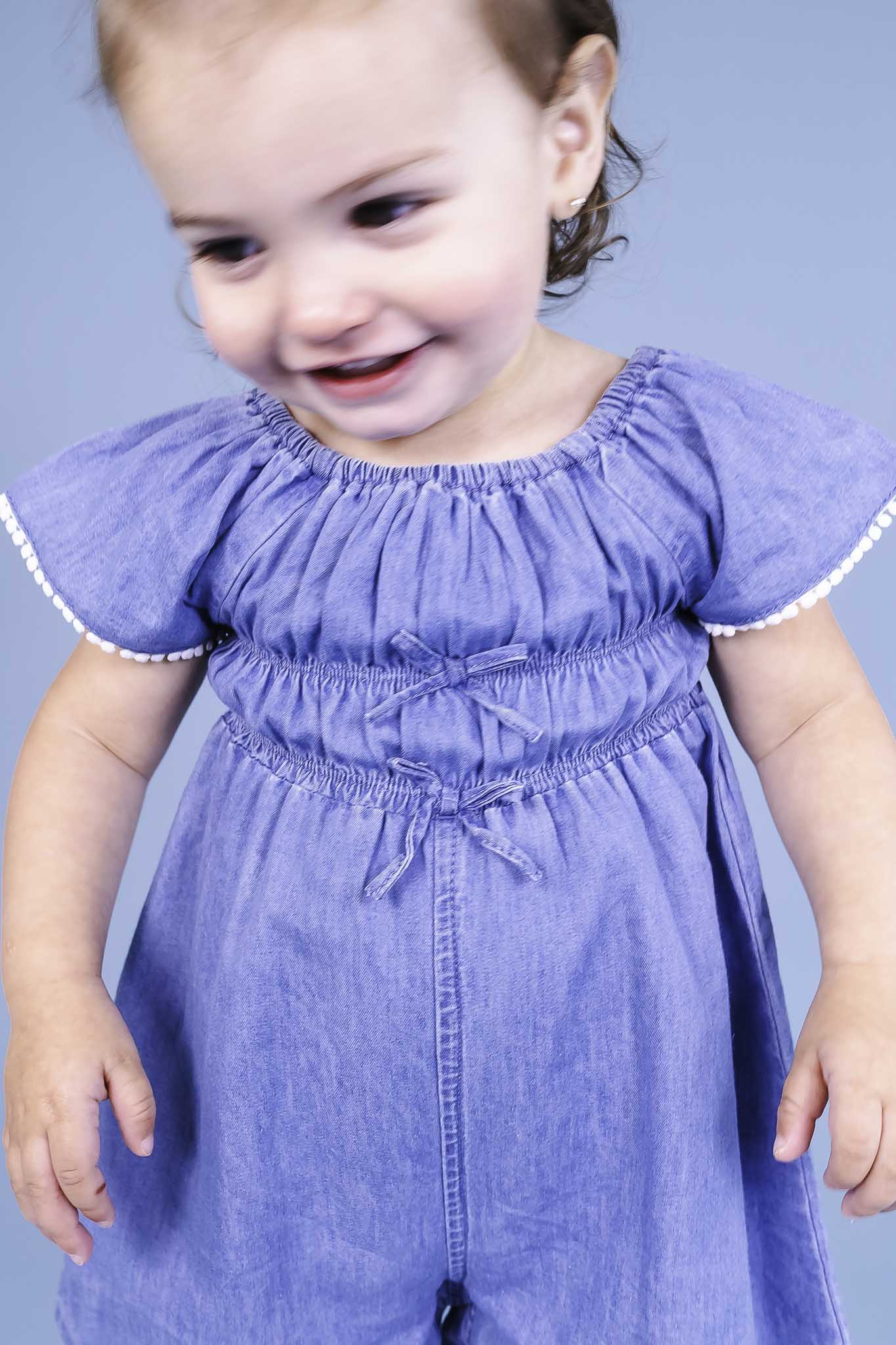 Baby Girl Denim Flutter Sleeve Romper - Cute Casual Outfit for Playdates & Photo Shoots