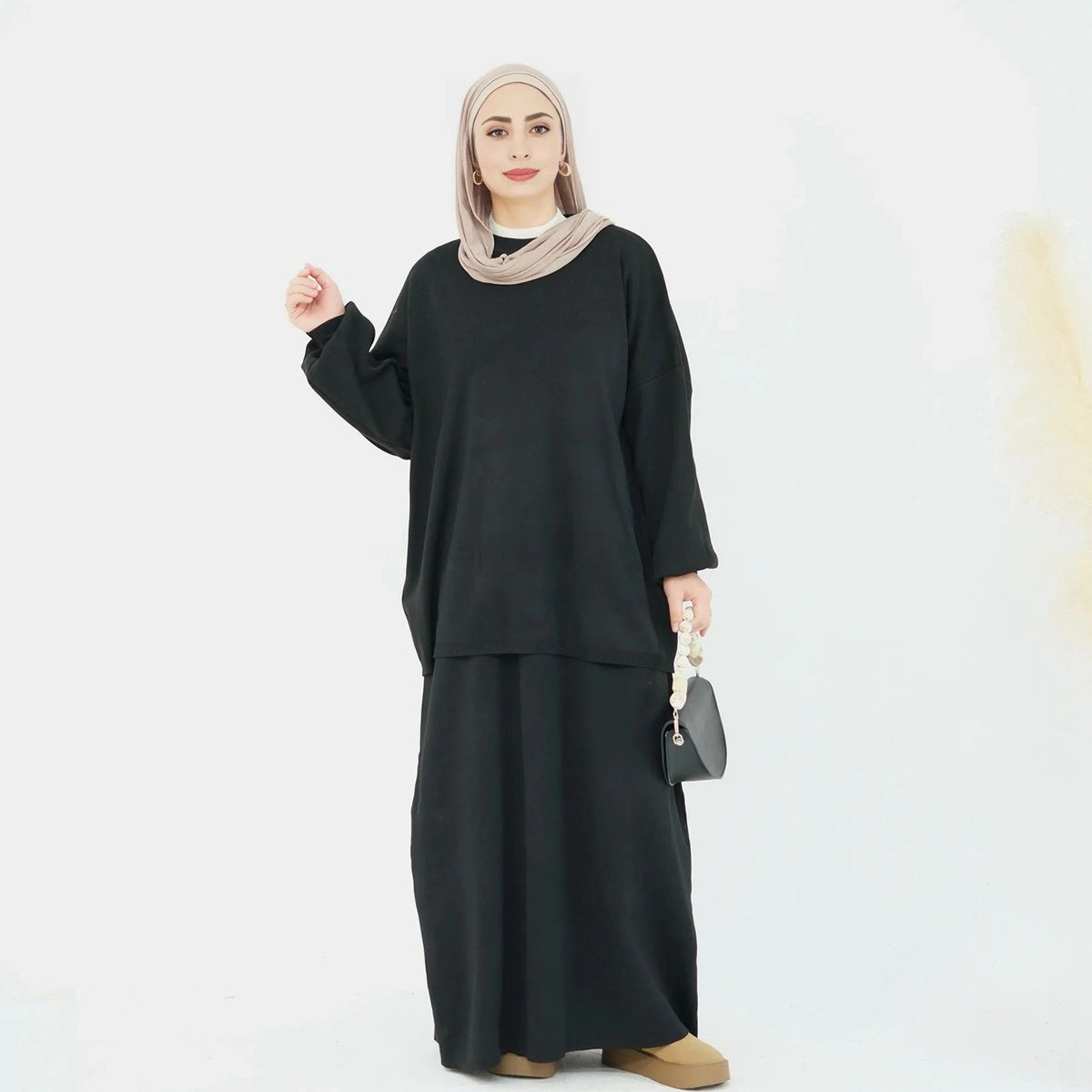 Winter Fall 2-Piece Knitted Top and Skirt Set - Modest Fashion Outfit for Women | Cozy Office Wear & Casual Street Style