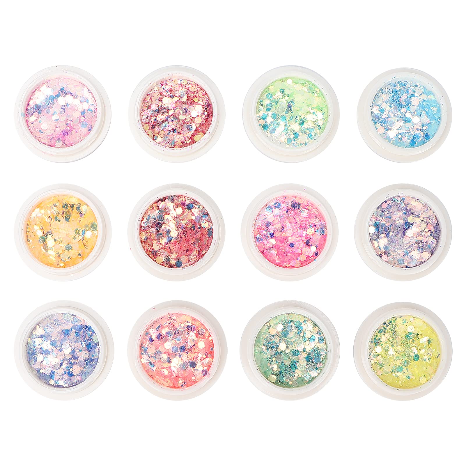 12 Boxes Holographic Nail Glitter Sequins - Salon & Home DIY Nail Art Accessories for Manicure, Pedicure, Party & Special Occasion Nail Designs
