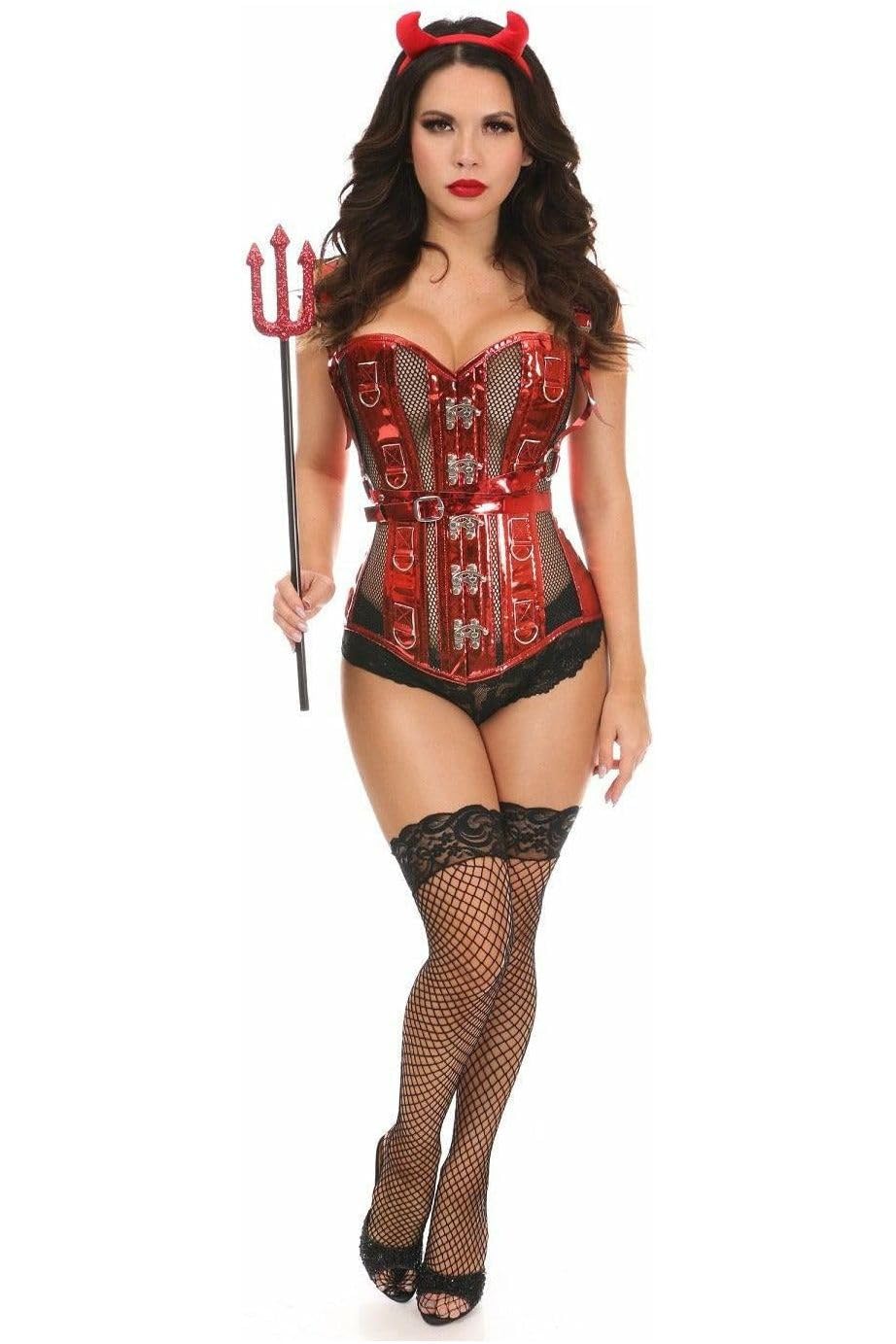 Sexy Devil Corset Costume for Women - Daisy Corset Top with 4-Piece Set | Perfect for Halloween, Cosplay & Boudoir Photography