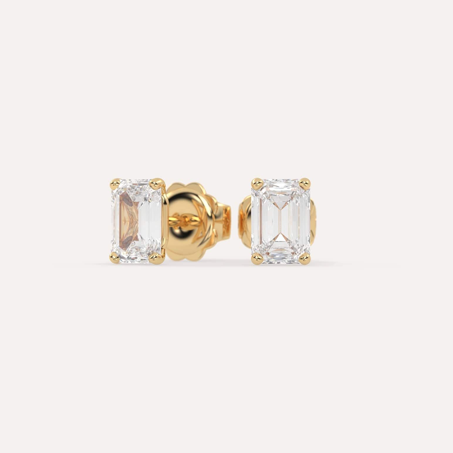 2 Carat Emerald Diamond Stud Earrings for Women - 14K Gold Dangle Earrings for Wedding, Anniversary & Special Occasions