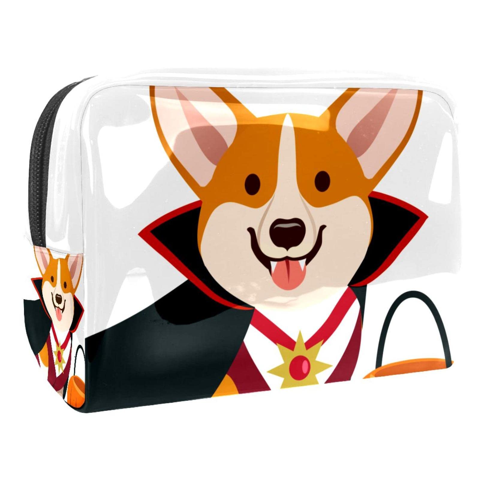 Cute Corgi Pumpkin Makeup Bag - Portable Travel Cosmetic Pouch & Toiletry Organizer for Women, Lightweight Waterproof Toiletries Bag - Perfect Gift for Girlfriend/Wife (18.5x13x7.5cm) - Ideal for Travel, Gym, Beach & Daily Cosmetics Storage