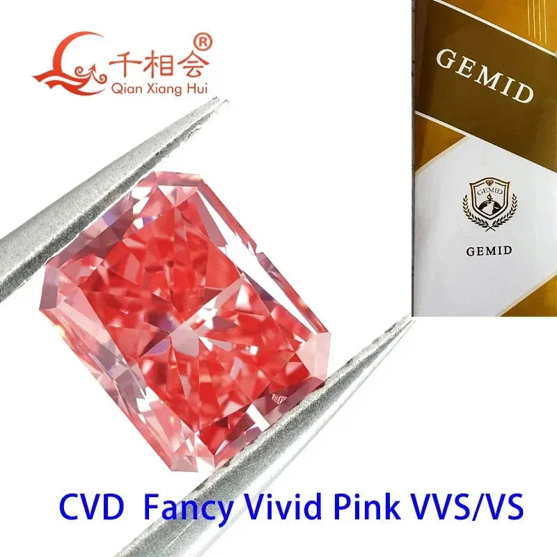 1.2ct Lab Grown CVD Diamond - Fancy Vivid Pink, VVS1 Clarity, Radiant Shape, GEMID Certified Loose Stone for Engagement Rings & Fine Jewelry