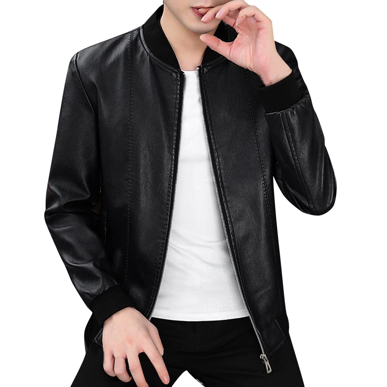 NEGJ Men's Casual Long Sleeve Patchwork Shirt Jacket with Pockets - Warm Autumn Winter Top Coat for Outdoor Activities and Daily Wear