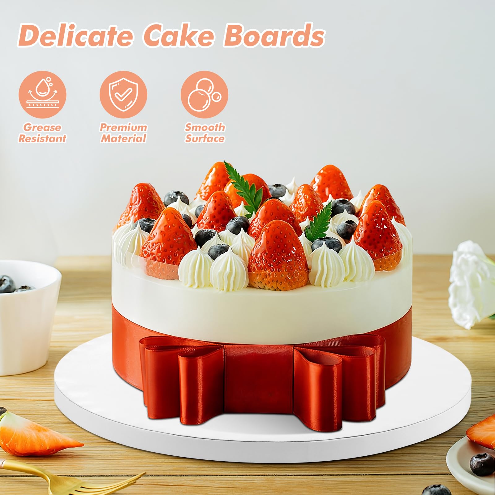 15-Pack 12-Inch Round White Cake Boards - 1/2