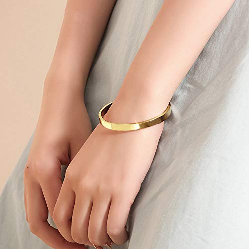 6mm Personalized DIY Engraved Name & Date Cuff Bracelets - High Polished Stainless Steel Customizable Bangle for Women - Perfect Anniversary, Birthday & Valentine's Day Gifts for Her