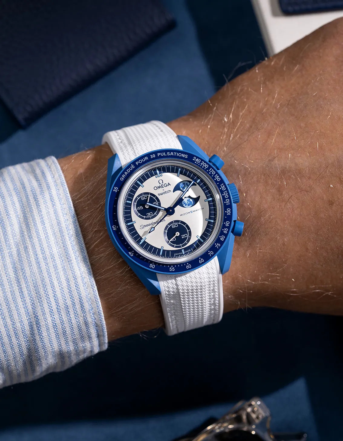 Premium Rubber Watch Band for Omega x Swatch MoonSwatch Mission to the Super Blue Moonphase - Durable & Comfortable Replacement Strap for Sports, Diving & Everyday Wear