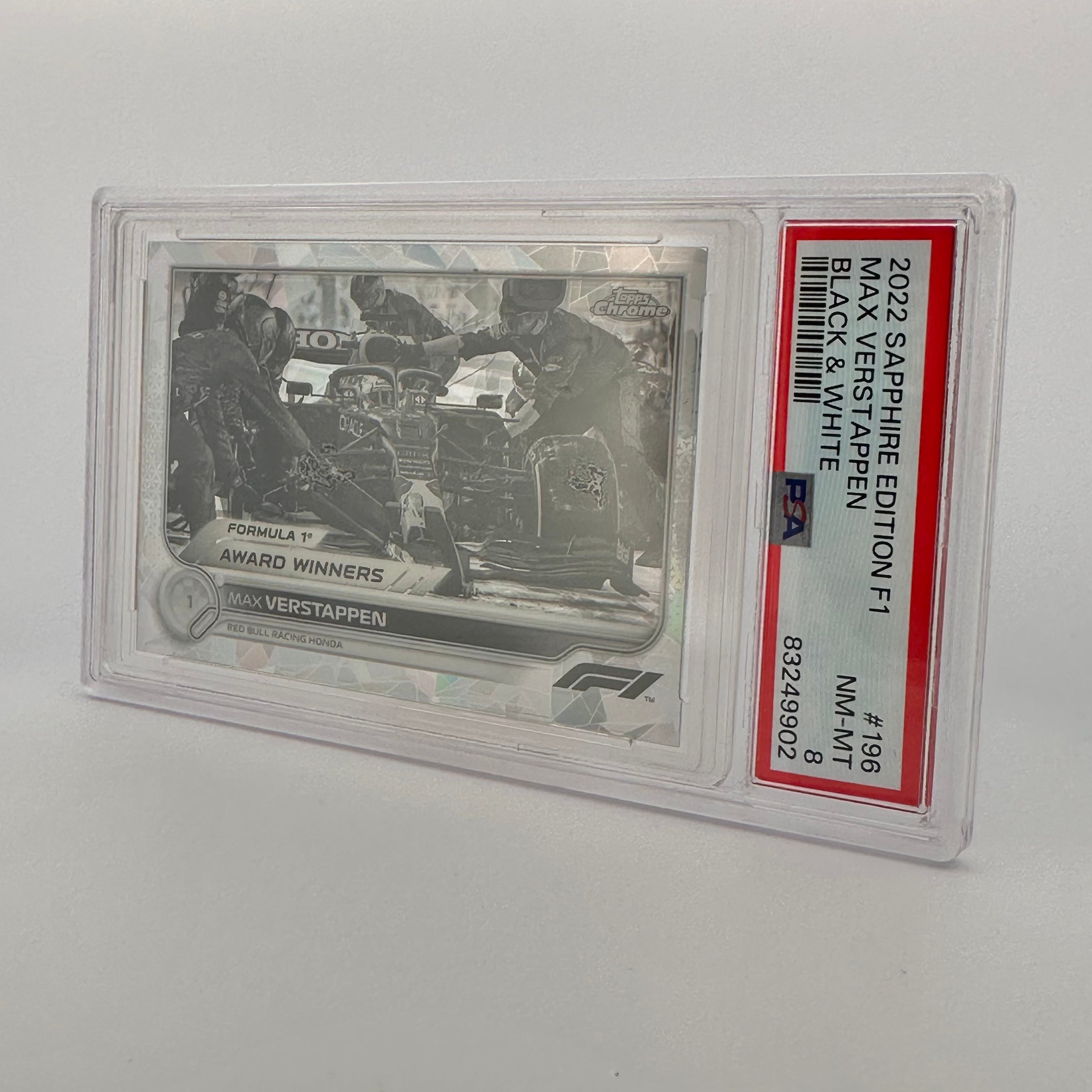 PSA 8 Graded 2008 Max Verstappen #196 Sapphire Edition Black & White Trading Card - Perfect for F1 Collectors, Racing Memorabilia Displays & Sports Investments