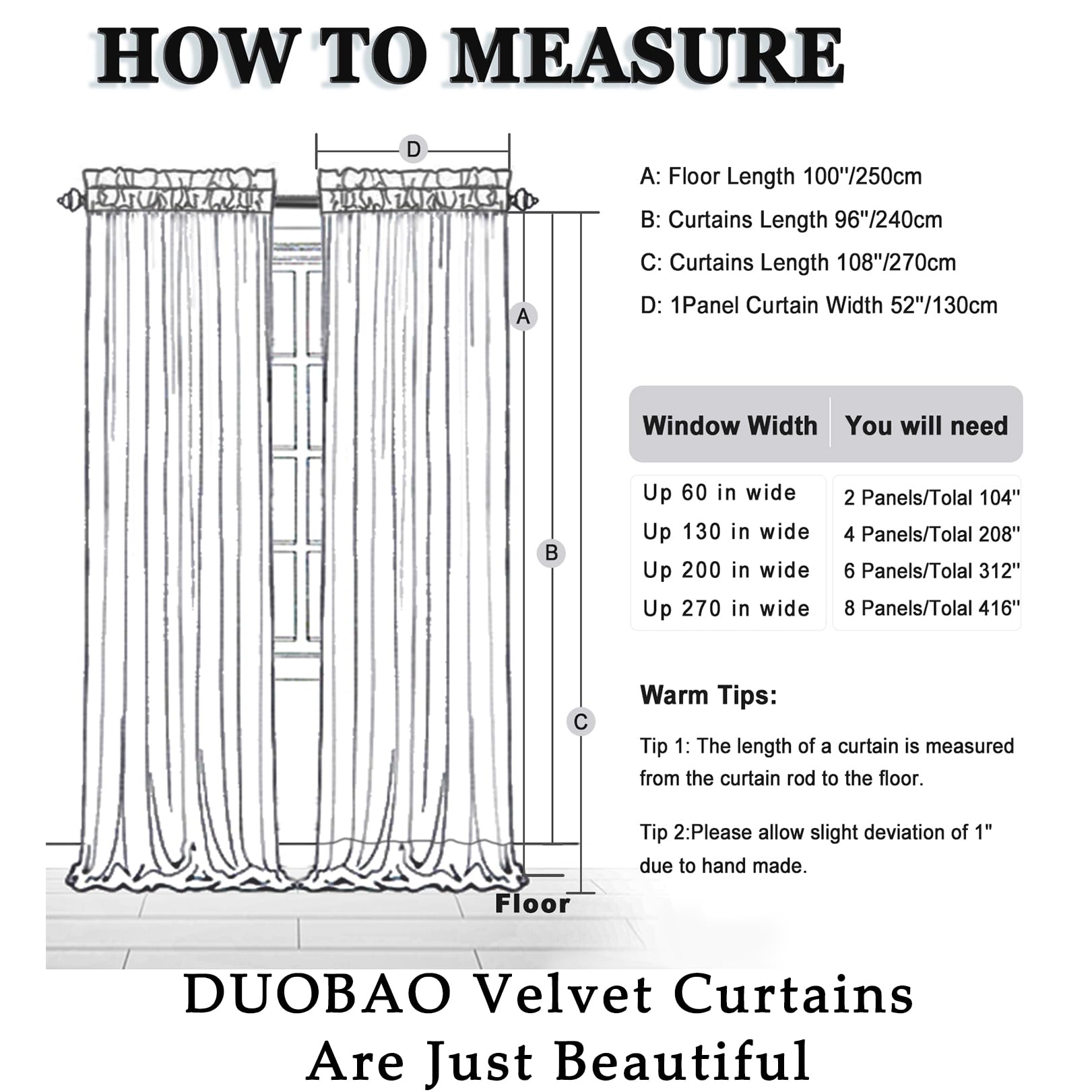 DUOBAO 96 Inch Blackout Curtains - Velvet Thermal Insulated Window Drapes for Living Room & Bedroom (2 Panels, 52x96 Inches, Burnt Orange) - Perfect for Light Blocking, Privacy & Home Decor