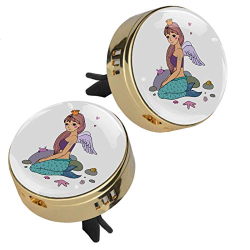 Premium Zinc Alloy Car Air Vent Freshener - Angel & Mermaid Design Essential Oil Diffuser Clip for Aromatherapy, Car Air Purifier & Stylish Decor (1.33