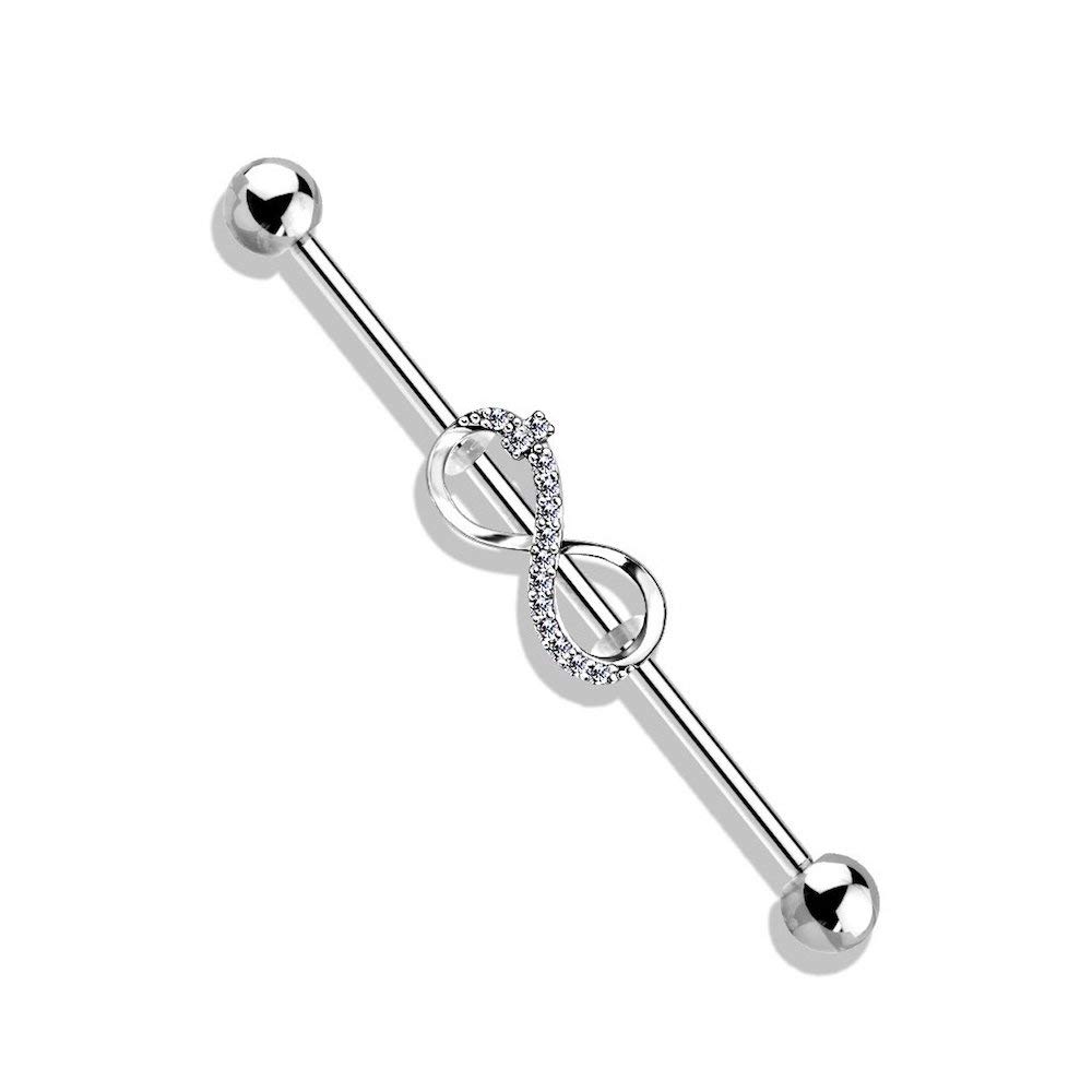 CZ Paved Infinity Steel Barbells - Durable Jewelry for Piercings & Body Art
