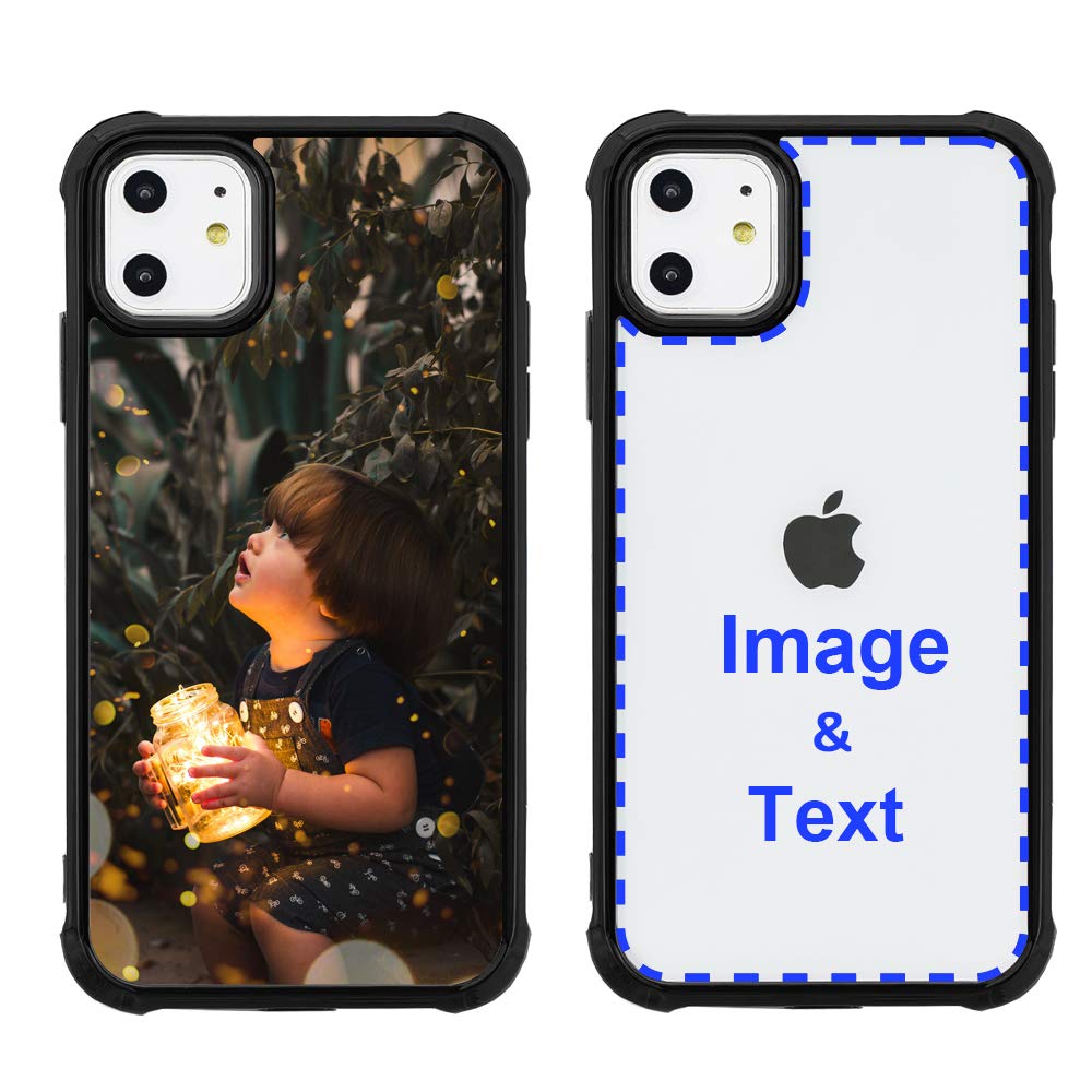 Custom iPhone 11 Case with Photo & Text - Personalized Soft TPU Bumper & Clear Hard PC Back Cover - Perfect for Gifts, Travel & Everyday Protection (PHT-BK-P1)