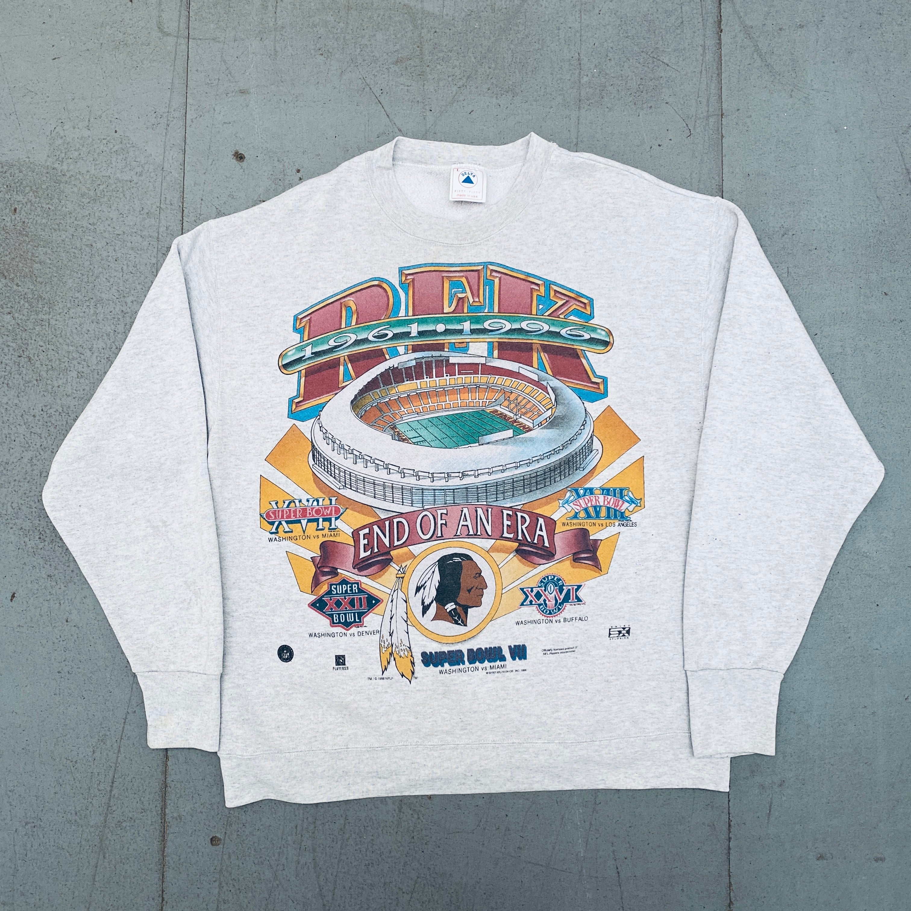 Washington Redskins 1996 RFK Stadium End of Era Graphic Sweatshirt (Large) - Vintage NFL Football Fan Gear for Game Day & Collectors