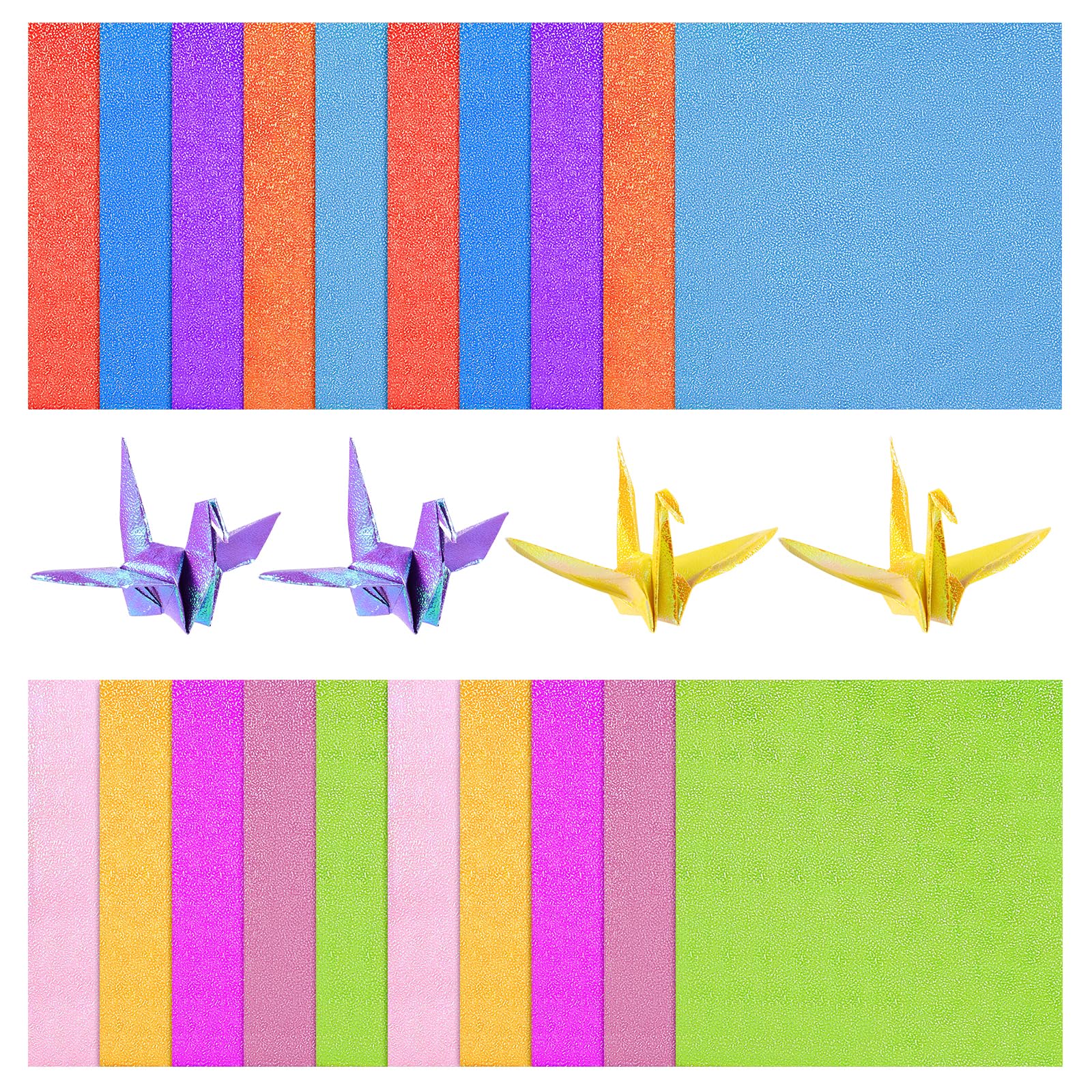 Healifty 100pcs Iridescent Origami Paper Squares - 15cm Shiny Folding Paper for DIY Crafts, Paper Cranes, Stars & Paper Cuts - 10 Vibrant Colors | Perfect for Kids Art Projects, Classroom Activities & Gift Wrapping