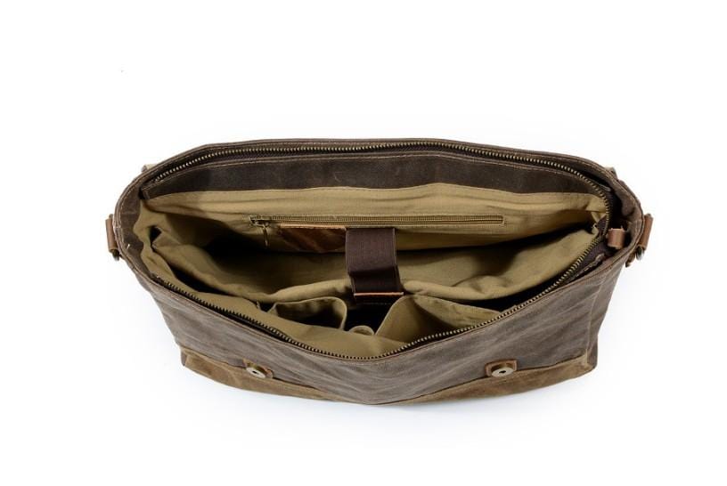 Premium Men's Canvas & Leather Messenger Briefcase - Stylish & Durable Business Laptop Bag for Work, Office, and Travel - Perfect for Professionals and Commuters
