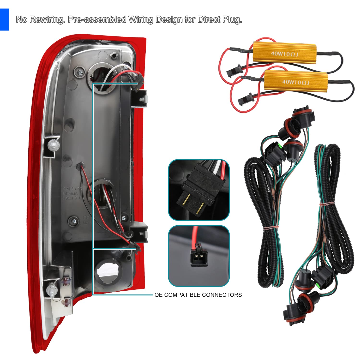 Spec-D Tuning Red LED Tail Lights for 2007-2013 Chevy Silverado 1500/2500/3500 - Left & Right Pair Assembly - Durable, Bright & Easy Installation - Perfect for Night Driving & Custom Truck Upgrades