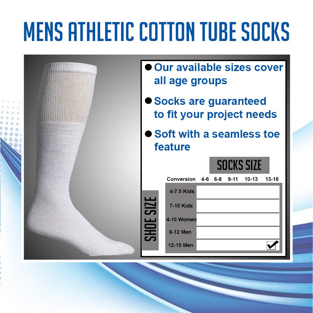 Yacht & Smith Big and Tall Men's Athletic Cotton Tube Socks - 12-Pack Bulk Wholesale Referee Socks for Sports, Work & Casual Wear - King Size Breathable Comfort Socks by SOCKS’NBULK
