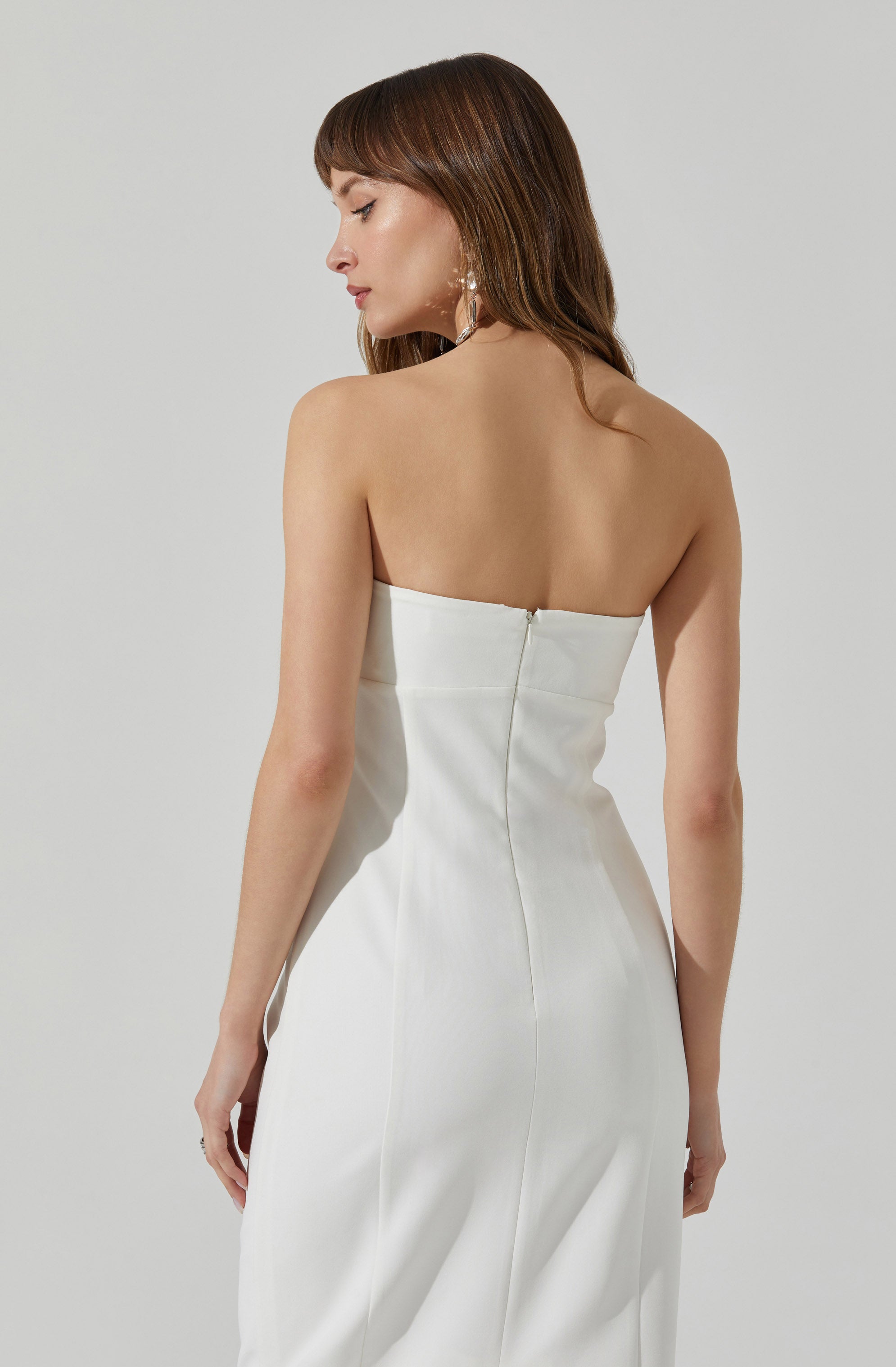 Camryn Embellished Strapless Midi Dress for Women - Elegant Beaded Formal Gown for Evening Parties, Weddings & Special Occasions