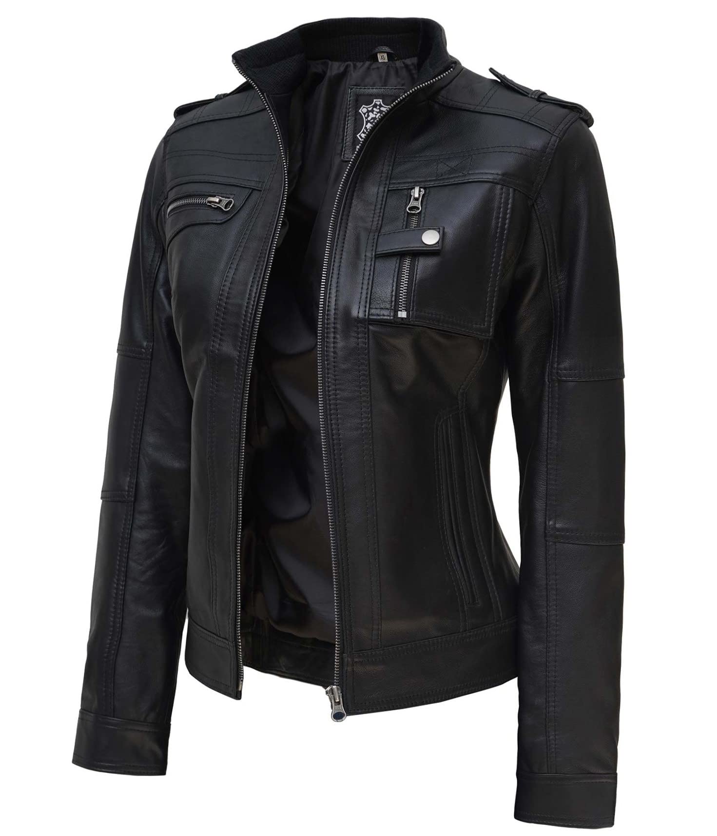 Blingsoul Genuine Leather Jacket for Women - Stylish Cafe Racer Biker Jacket | Premium Real Leather Outerwear for Casual Wear, Motorcycle Riding & Night Out