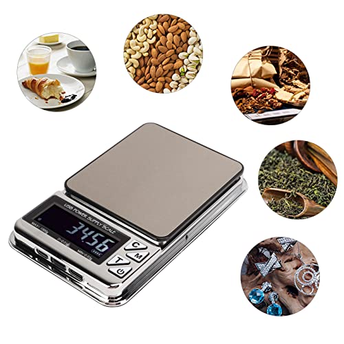 Mrisata Digital Jewelry and Kitchen Scale - 500g x 0.1g Precision USB-Powered Electronic Food Weighing Scale for Cooking, Baking, Coffee, and Jewelry Making