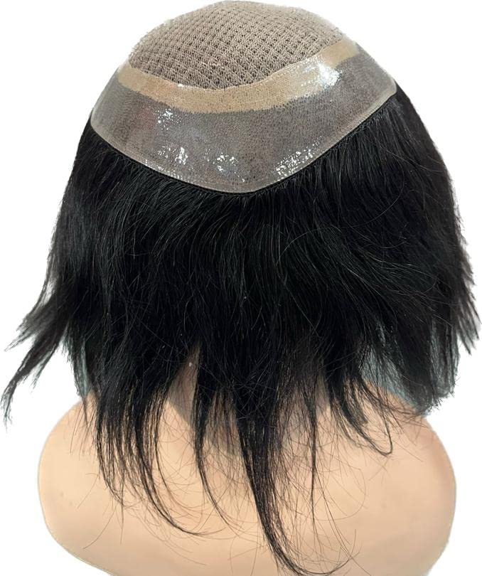 Mirage 8x6 Men's Hair Replacement System - Natural Black Toupee Wig for Thinning Hair & Bald Spot Coverage - Perfect for Daily Wear, Styling & Confidence Boost
