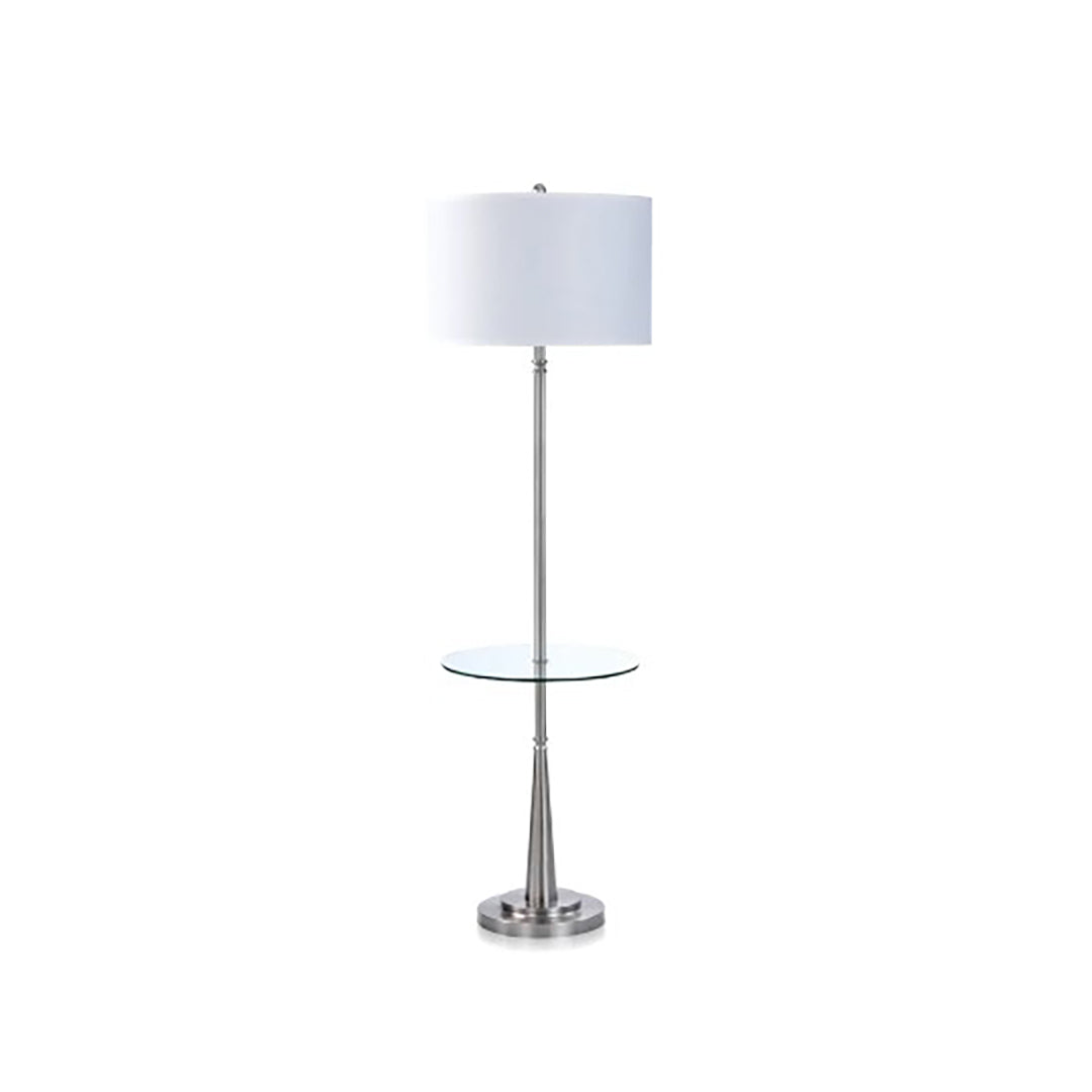 Modern Brushed Steel Floor Lamp - Adjustable Height LED Standing Light for Living Room, Bedroom & Office - Dimmable Reading Light with Remote Control