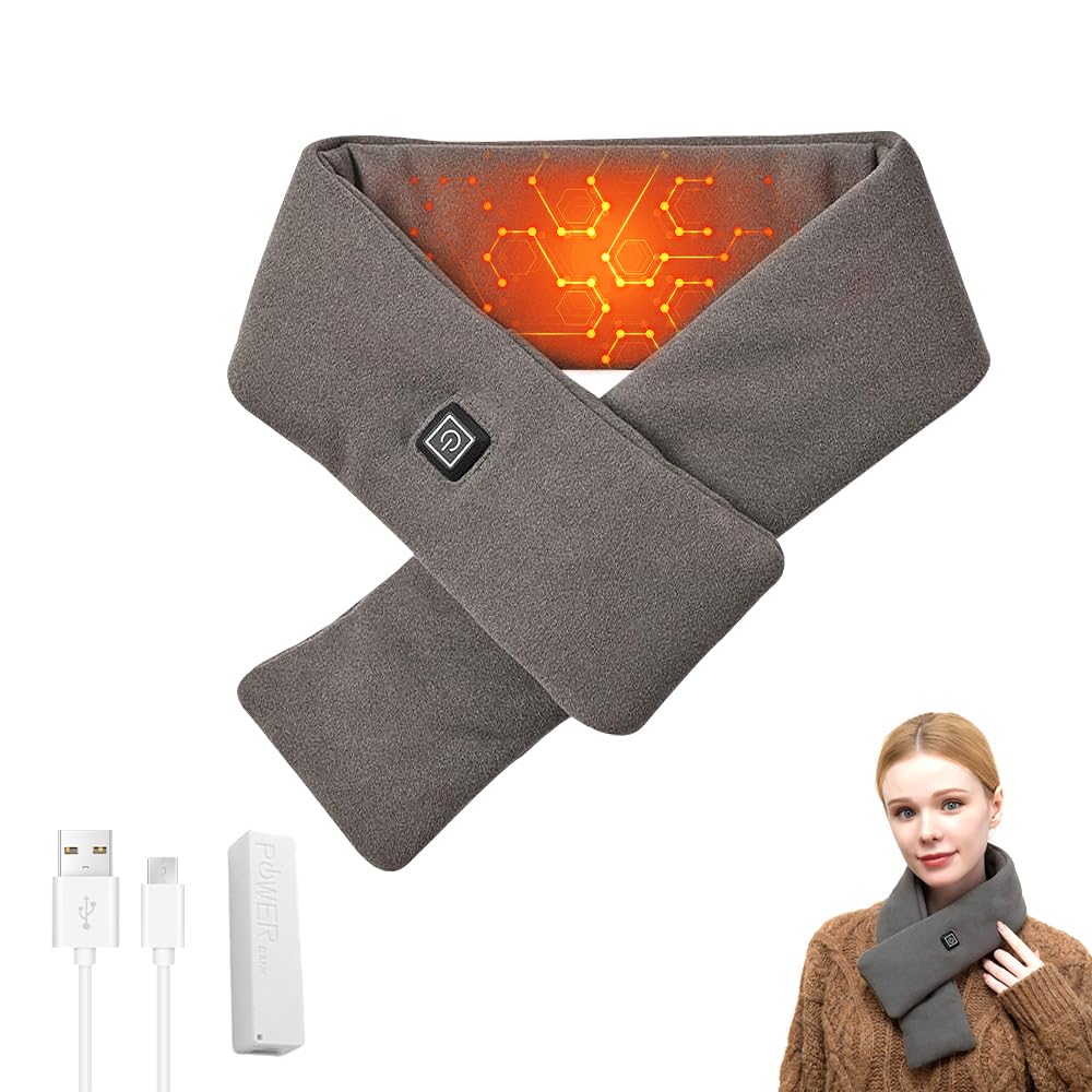 TGKYK Electric Heated Scarf for Women - USB-Powered Warming Scarf with 2800mAh Battery Pack - Adjustable Temperature for Neck, Waist & Abdomen Comfort - Perfect for Winter Outdoor Activities, Commuting & Arthritis Relief (Black)