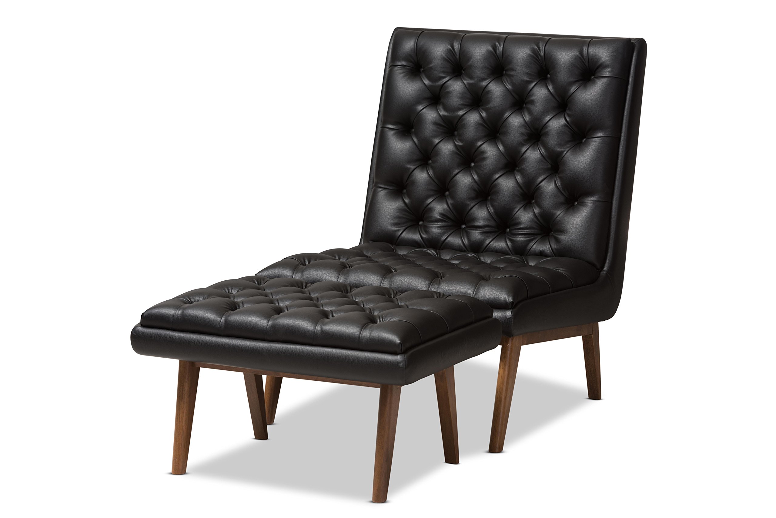 Baxton Studio Anabelle 3-Piece Living Room Furniture Set - Modern Sofa & Loveseat in Black for Small Spaces | Perfect for Apartments, Condos & Cozy Homes
