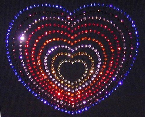 Red Clear Rhinestone Heart Iron On Hot Fix Applique for DIY Clothing, Costumes, and Crafts - Perfect for T-Shirts, Jeans, Hats & Accessories