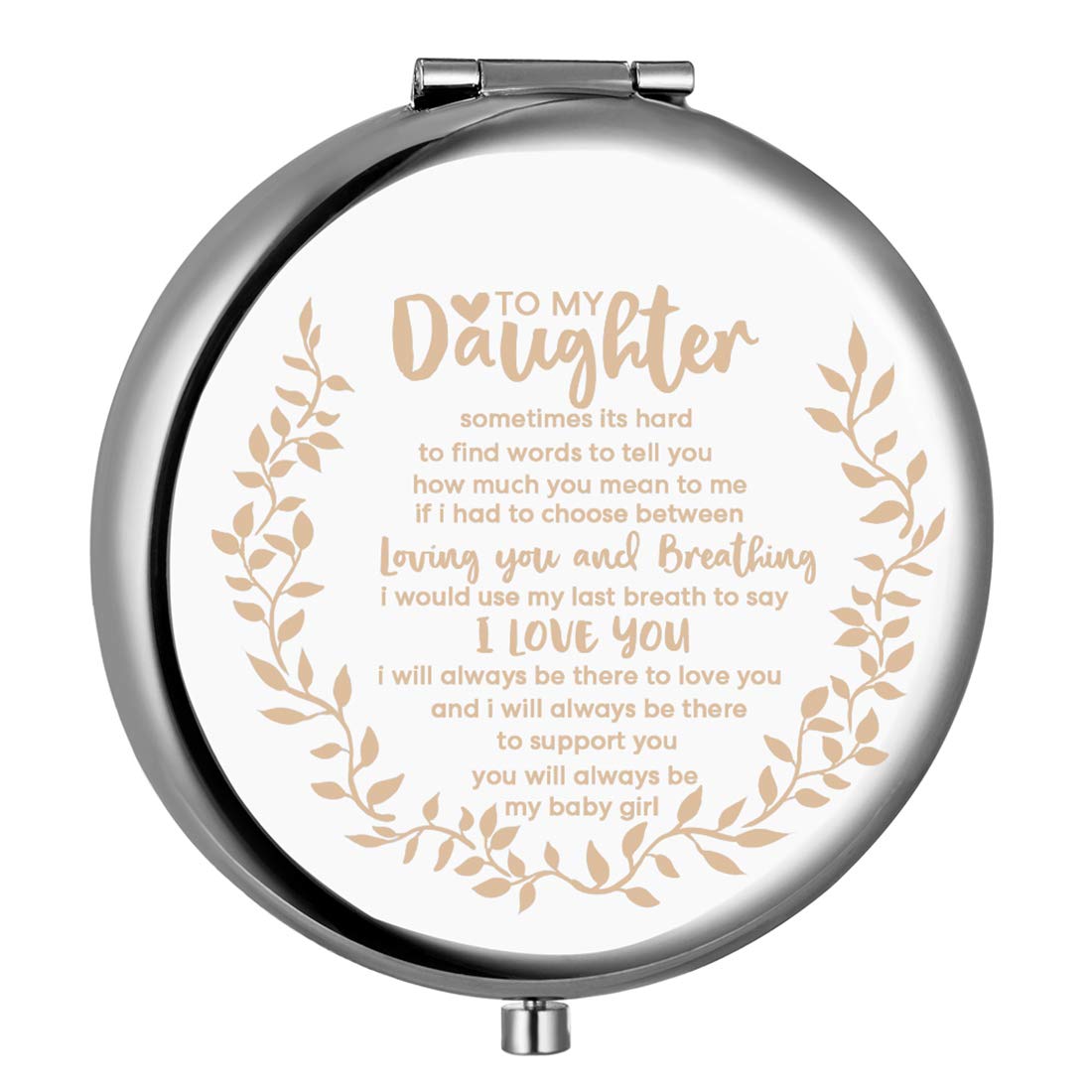 Personalized Engraved Compact Mirror for Daughter - Inspirational Quotes Gift from Mom, Perfect for Christmas, Birthday, Graduation, or Everyday Encouragement