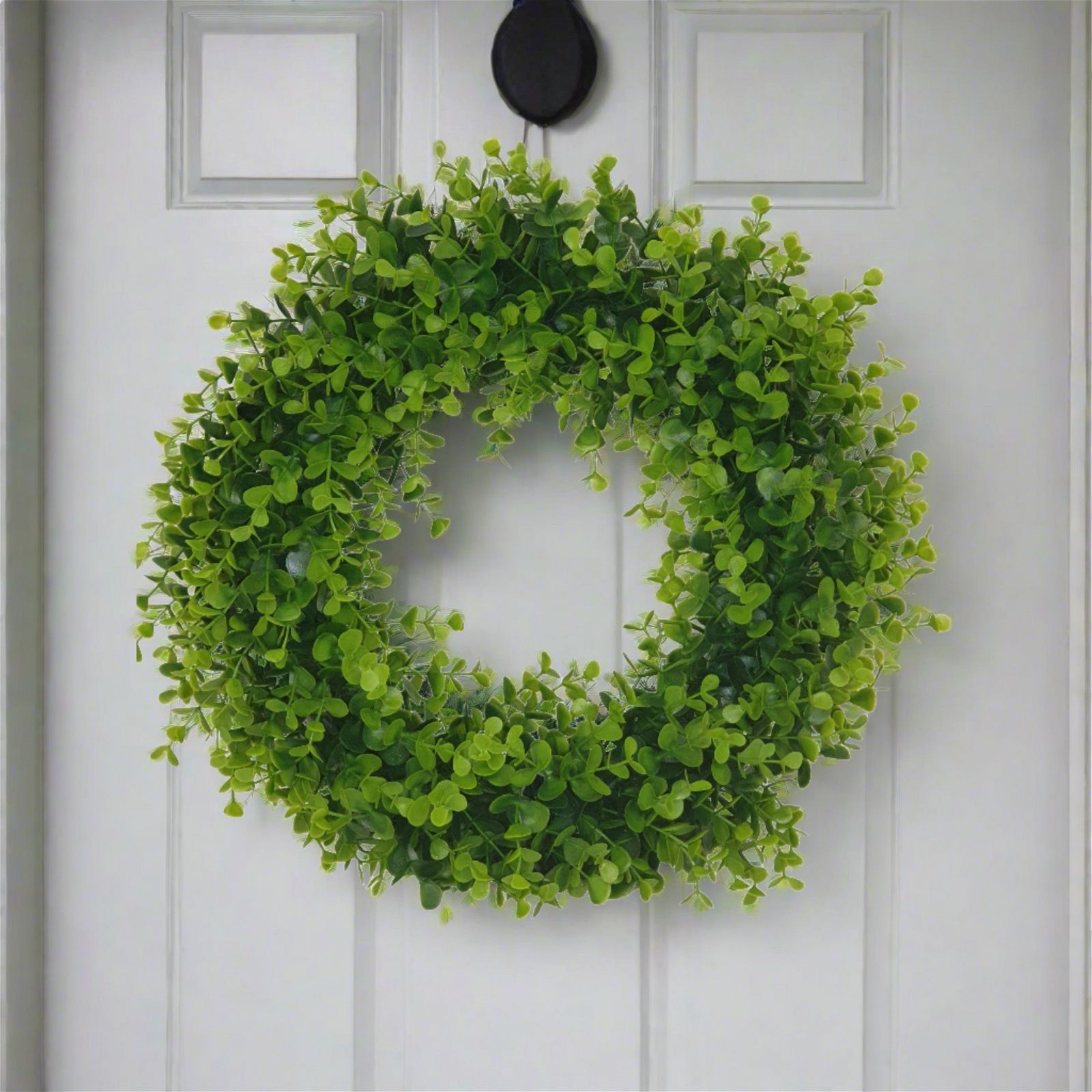 40cm Artificial Green Wreath - Realistic Faux Plant Decor by Criterion - Perfect for Christmas, Front Door, Wall & Home Decorations
