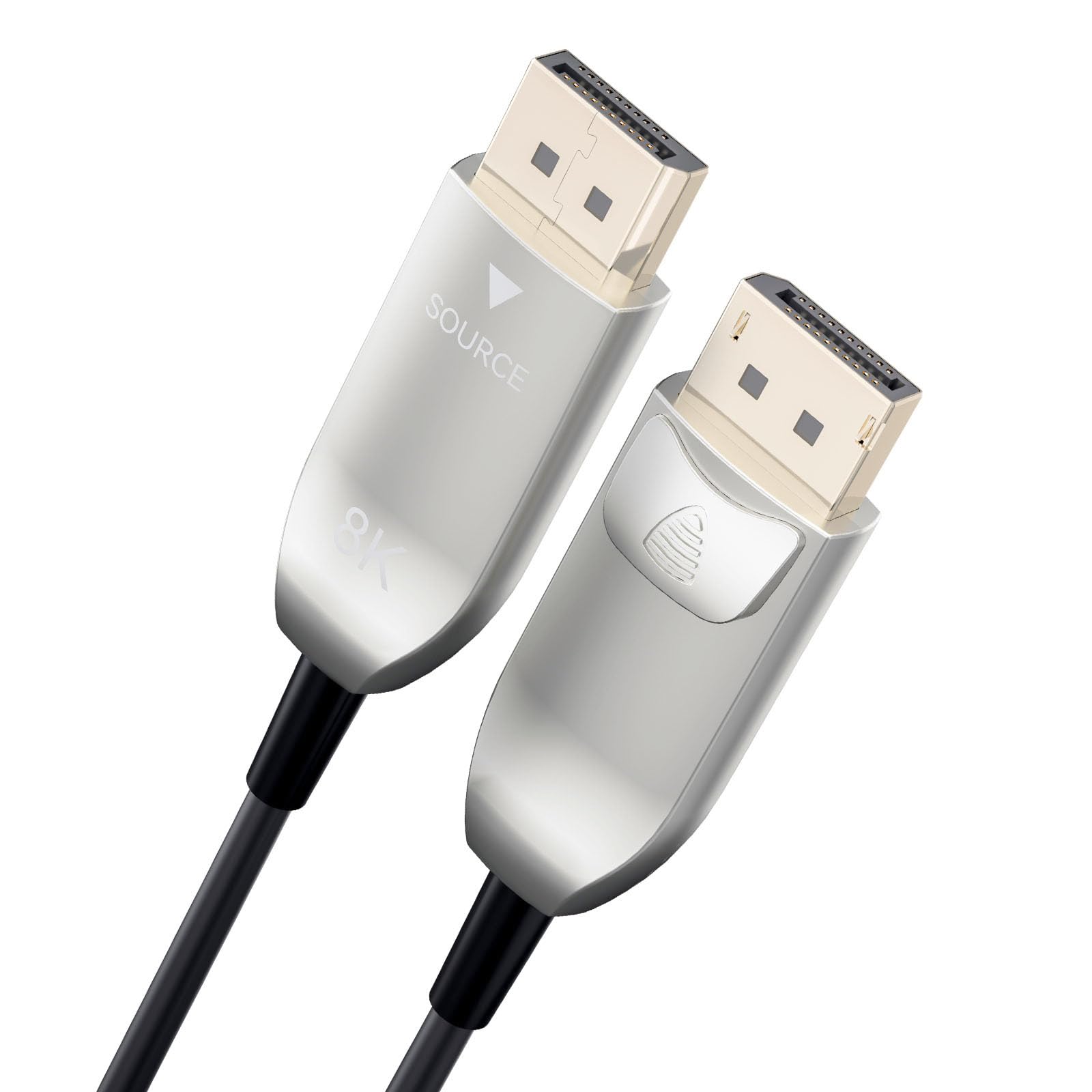 8K@60Hz 4K@240Hz Active Fiber Optic DisplayPort 2.1 Cable - 54Gbps High Speed, Lockable DP to DP Male Cable (75ft/22.5m) for Gaming PC, Home Theater & Professional Video Editing Setup