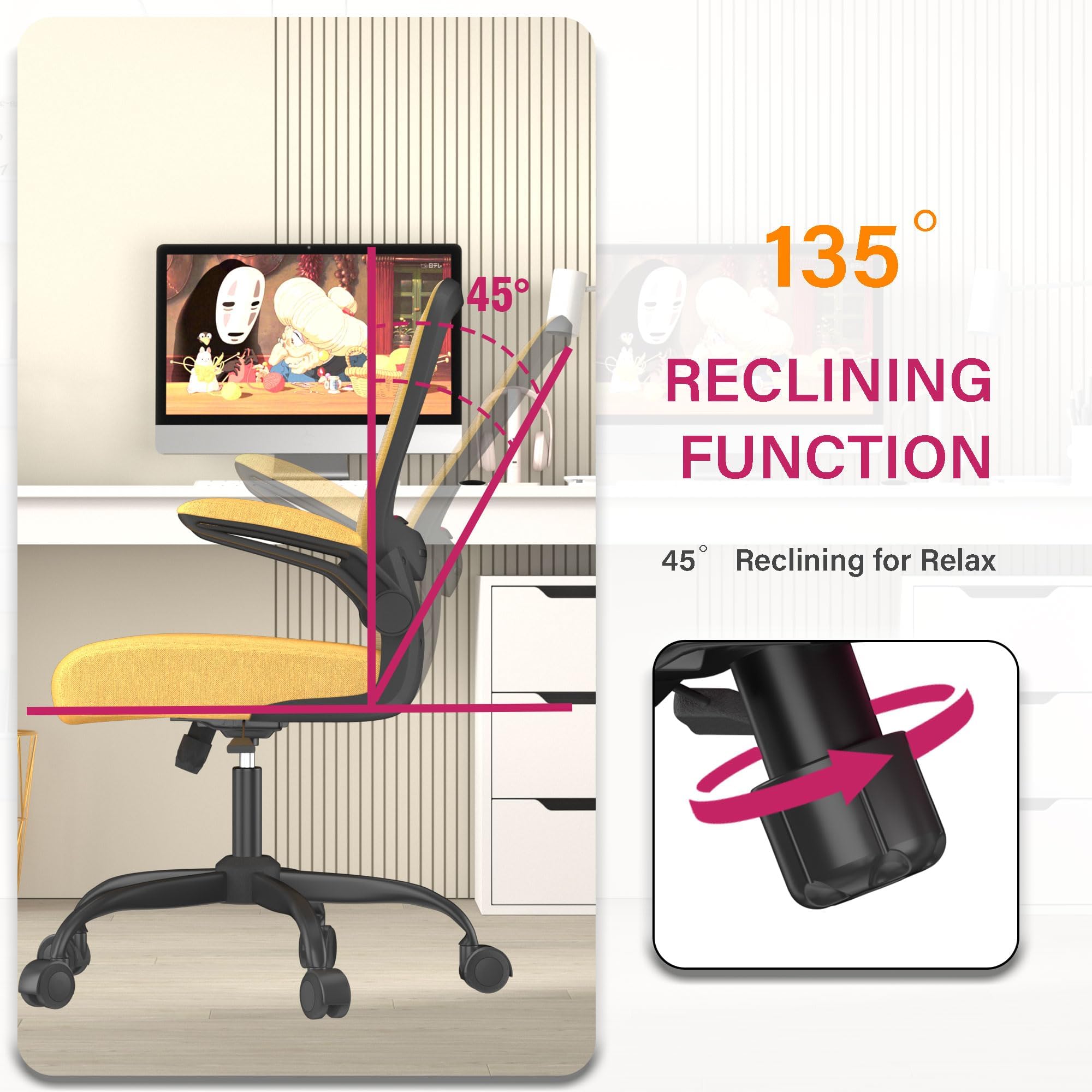 Ergonomic Office Chair with Adjustable Lumbar Support & Flip-Up Armrests - High Back Mesh Computer Desk Chair, BIFMA Certified Executive Chair for Home Office - Perfect for Long Work Hours & Remote Work Setup