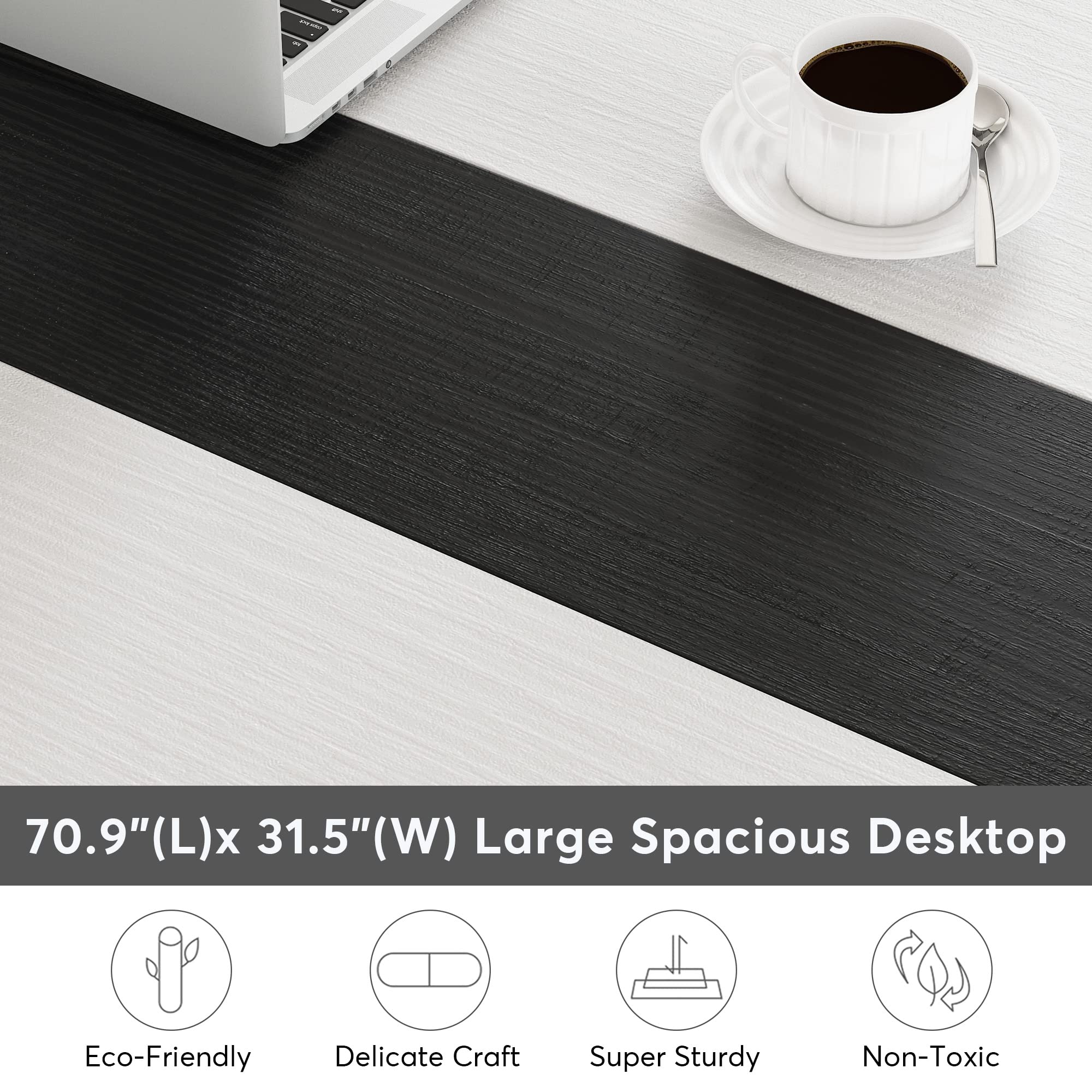 Tribesigns Modern Computer Desk 70.8 x 31.5 Inch - Large Office Desk with Sturdy Metal Frame, Home Office Writing Table, Study Workstation for Small Spaces - Perfect for Remote Work, Gaming Setup & Conference Rooms