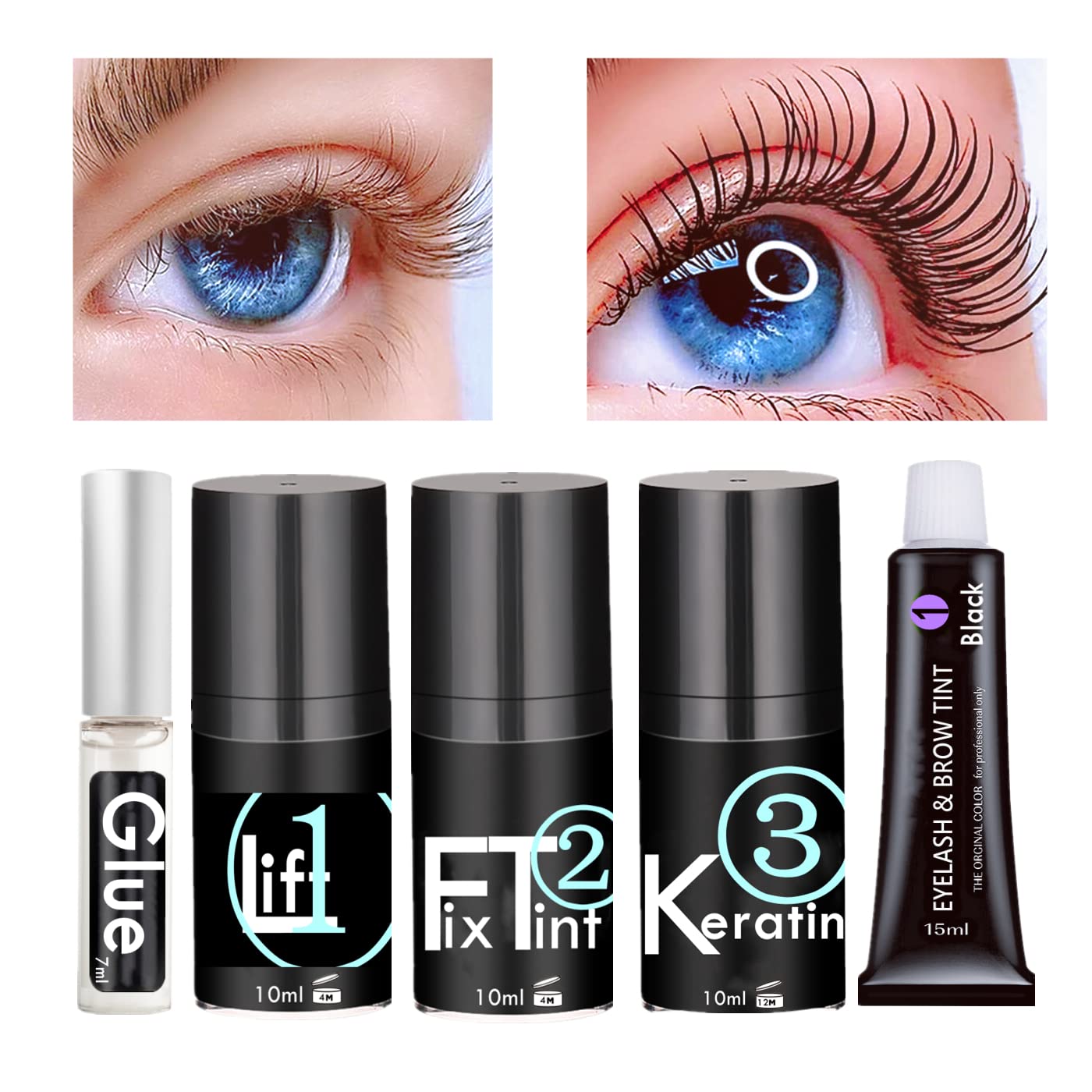 Professional Lash Lift & Brow Lamination Kit with Black Tint - 5 Minute Eyelash & Eyebrow Treatment for Longer, Fuller Lashes Lasting 6 Weeks - Includes 15+ Applications - Perfect for Salon Use & DIY Home Beauty Care