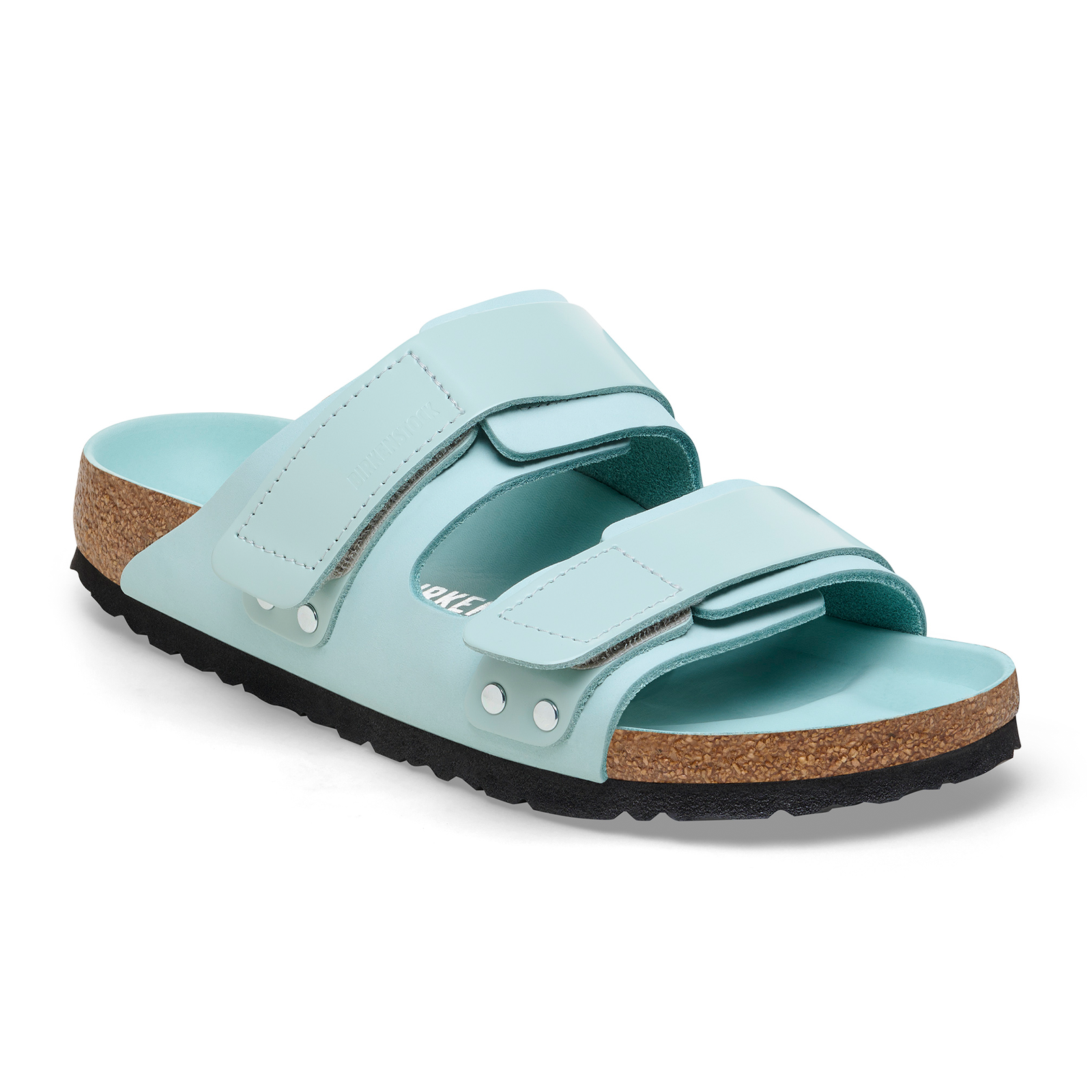 Birkenstock Uji Hex Narrow Slide Sandals for Women - High Shine Surf Green Nubuck Leather Comfort Sandals | Perfect for Beach, Pool, and Summer Casual Wear