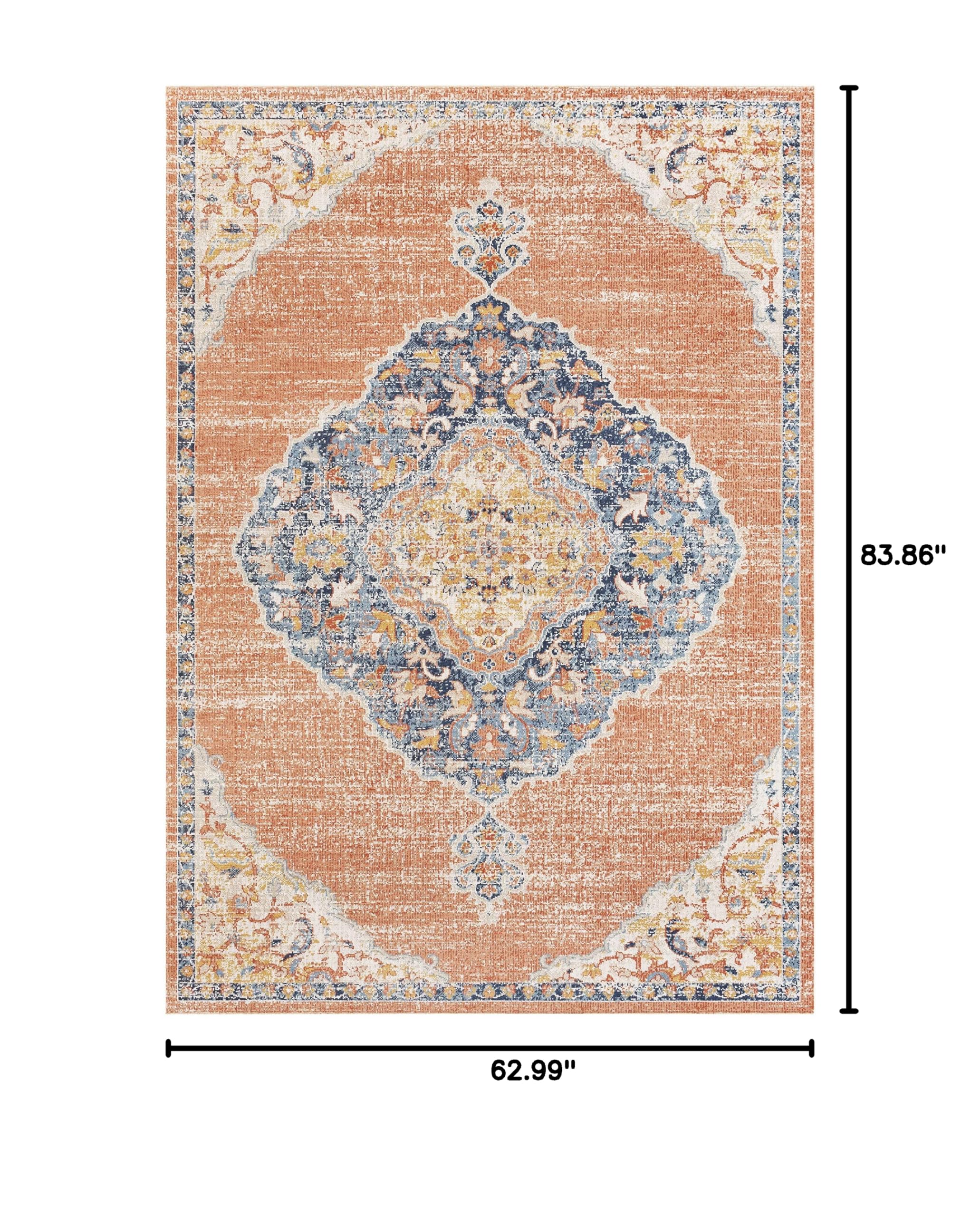 Hauteloom Cottesloe Indoor Outdoor Area Rug - Blue & Beige 5'3