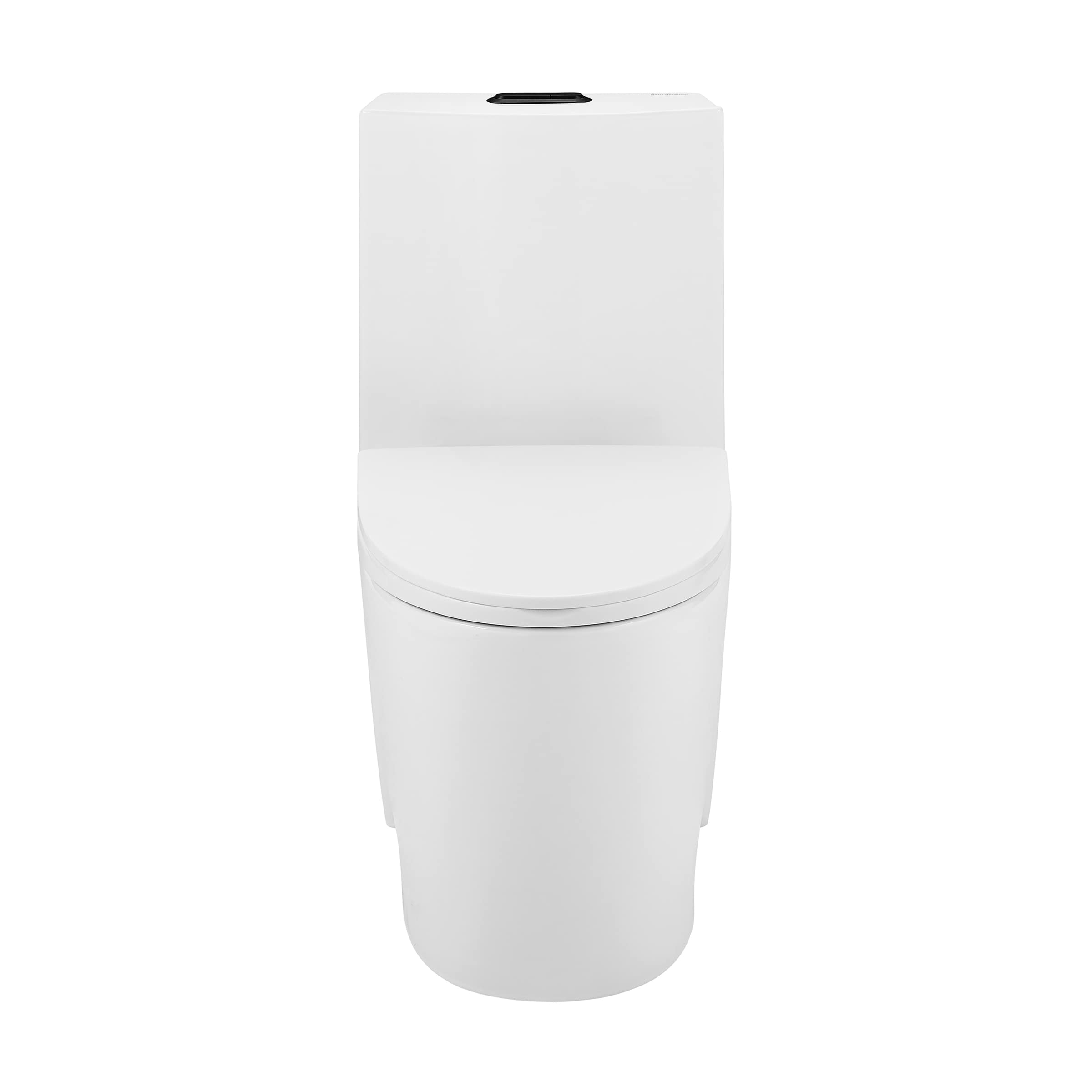 Swiss Madison St. Tropez SM-1T254HB Elongated One-Piece Toilet with Vortex Dual-Flush 1.1/1.6 GPF, Comfort Height Chair Seat, ADA Compliant, Glossy White Finish & Black Hardware - Perfect for Modern Bathrooms & Water-Efficient Homes