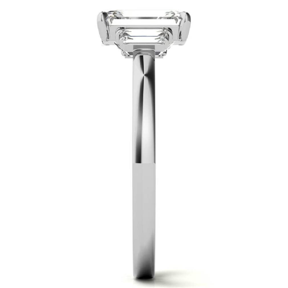 10K Solid White Gold Handmade Engagement Ring - 1.0 CT Emerald Cut Moissanite Diamond Solitaire Wedding Band for Women, Anniversary Jewelry Gift - Perfect for Proposals, Bridal Sets & Special Occasions