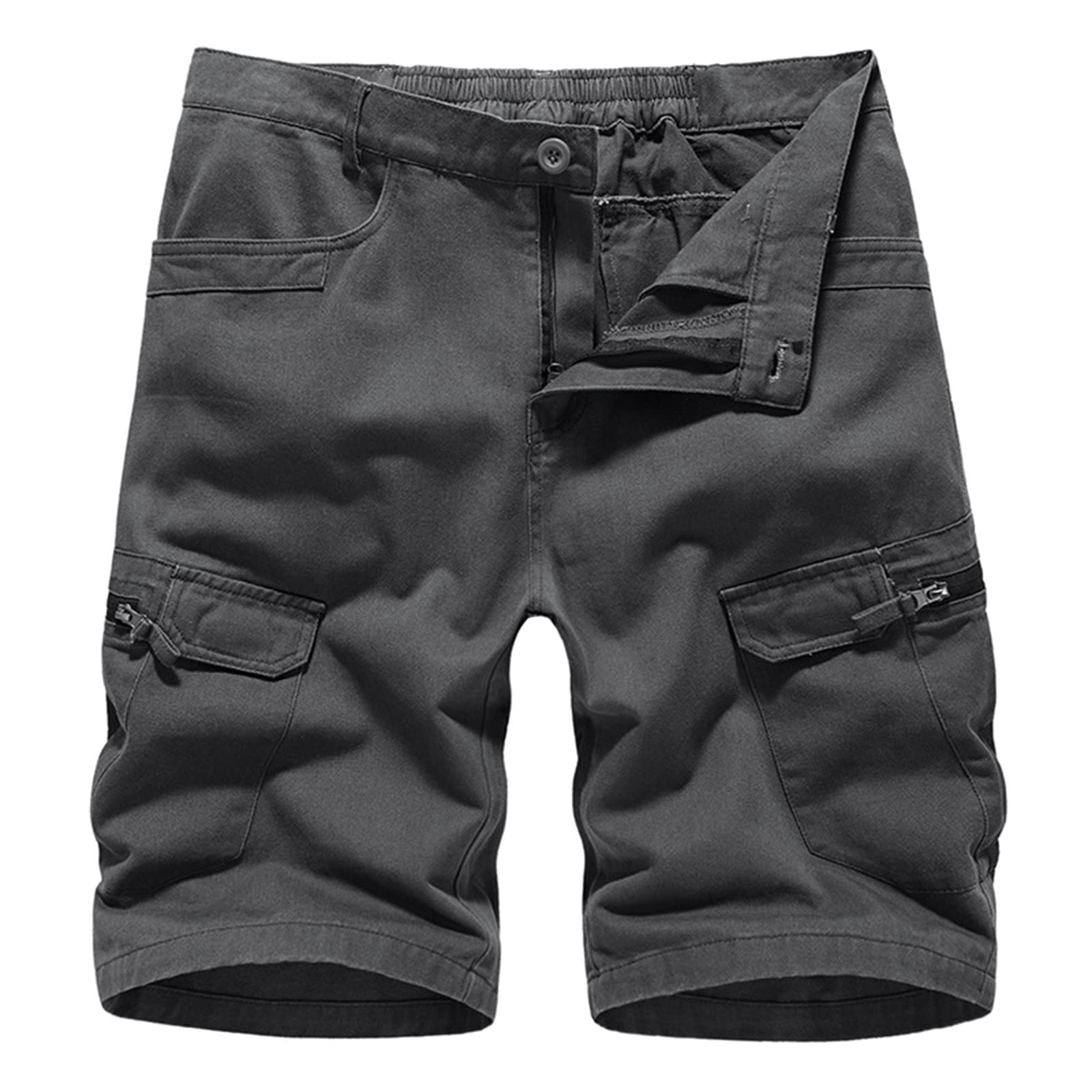 AMTF 2022 Men's Relaxed-Fit Stretch Twill Work Shorts - Utility Pull-On Comfort Canvas Camp Shorts for Outdoor Work, Hiking & Casual Wear