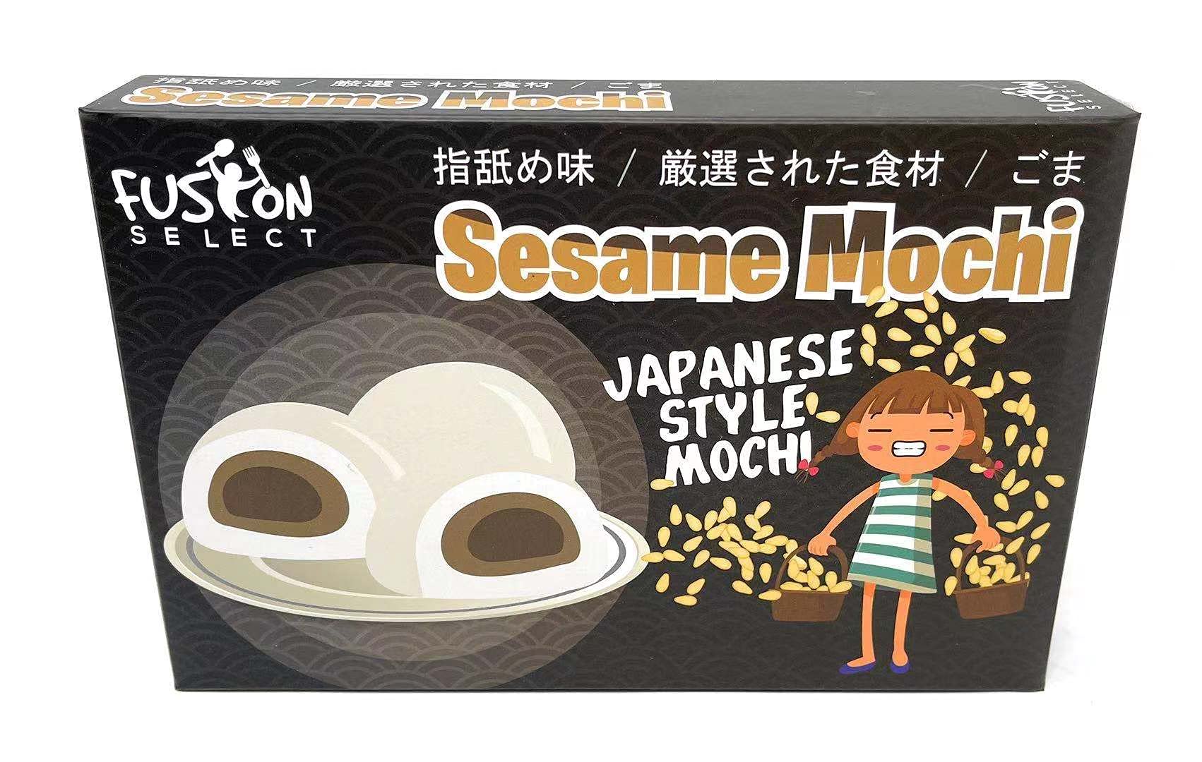 Fusion Select Mochi Daifuku Snacks - Authentic Japanese Rice Cakes with Sweet Fillings - Chewy Soft Asian Dessert Treats - Sesame Flavor - Perfect for Parties, Gifts & Tea Time Snacks