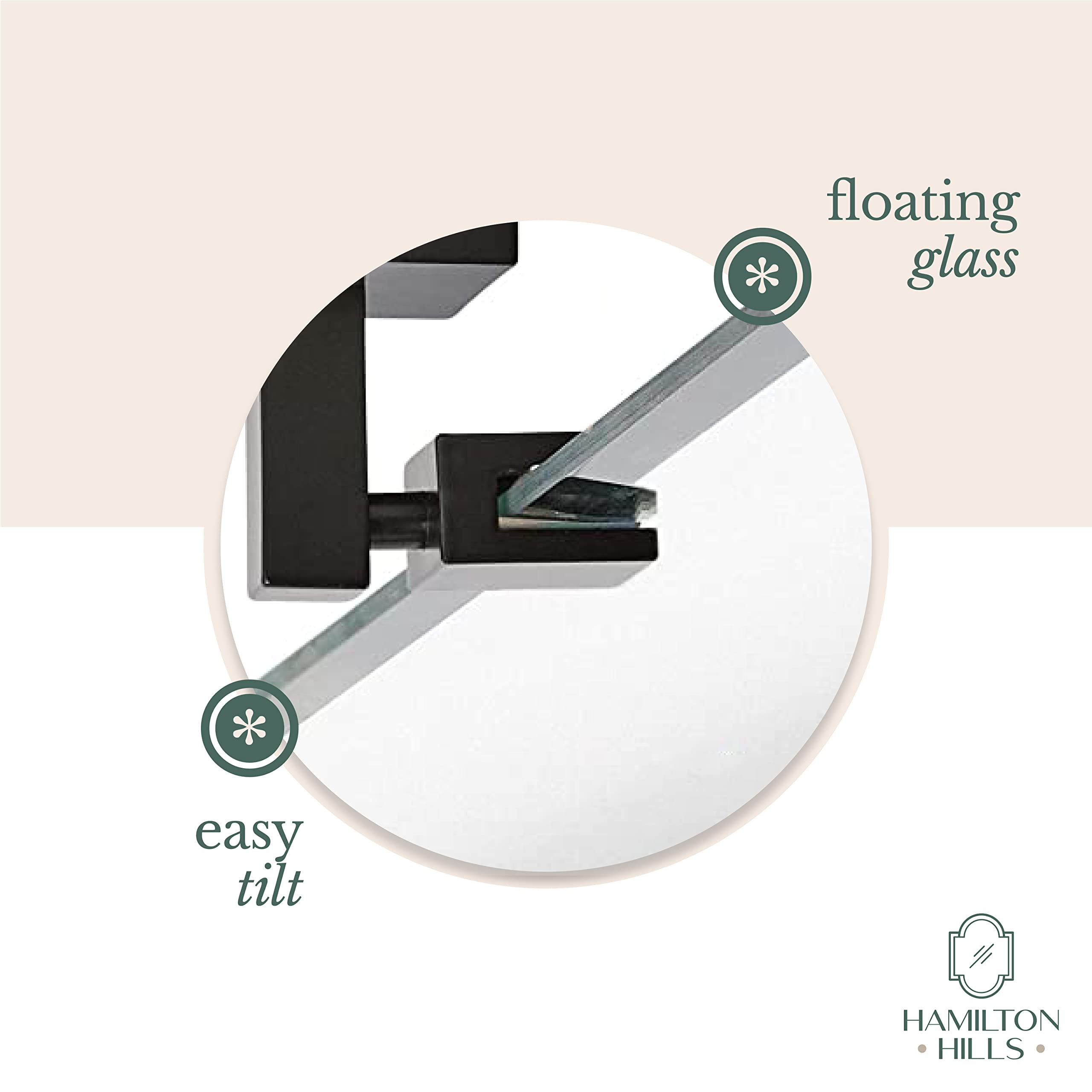 30x40 Inch Pivot Wall Mirror with Matte Black Brackets - Frameless Bathroom & Vanity Mirror - Adjustable Tilting Design for Modern Farmhouse Decor | Perfect for Bathrooms, Bedrooms & Entryways
